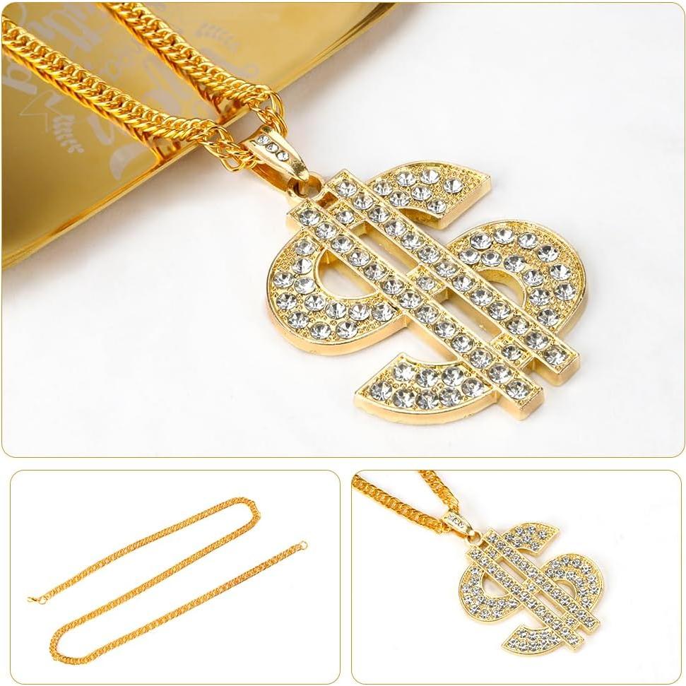 Collar de Cadena de Oro Hip Hop con Signo de Dólar 71 cm