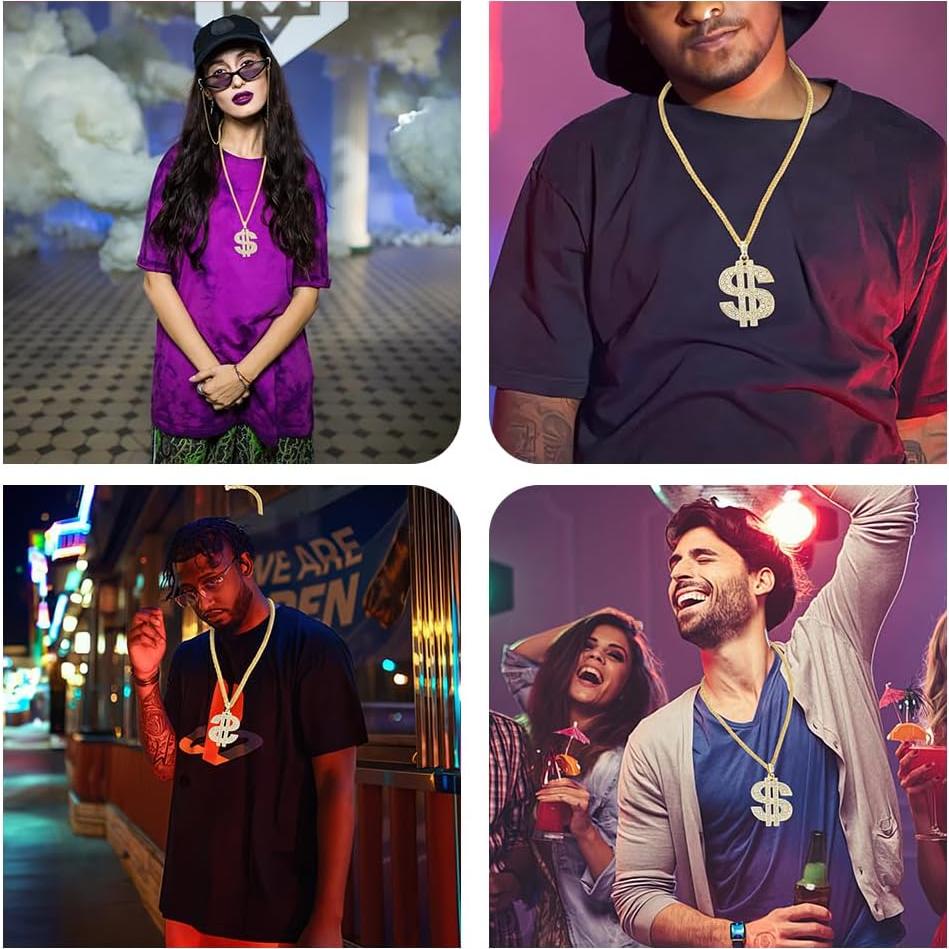 Collar de Cadena de Oro Hip Hop con Signo de Dólar 71 cm
