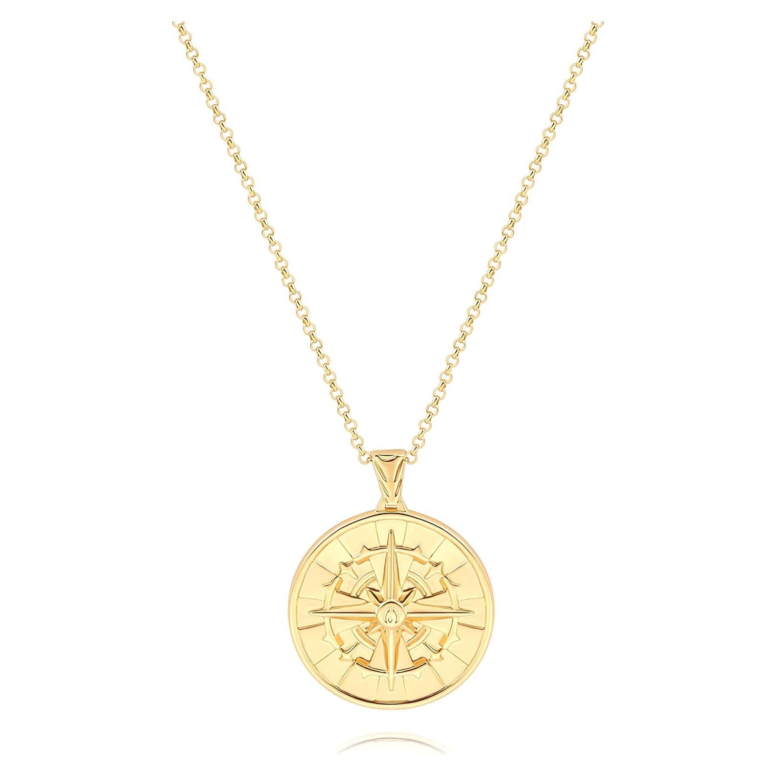 Collar de Moneda Baño Oro 18K Canevinka Compás Girasol