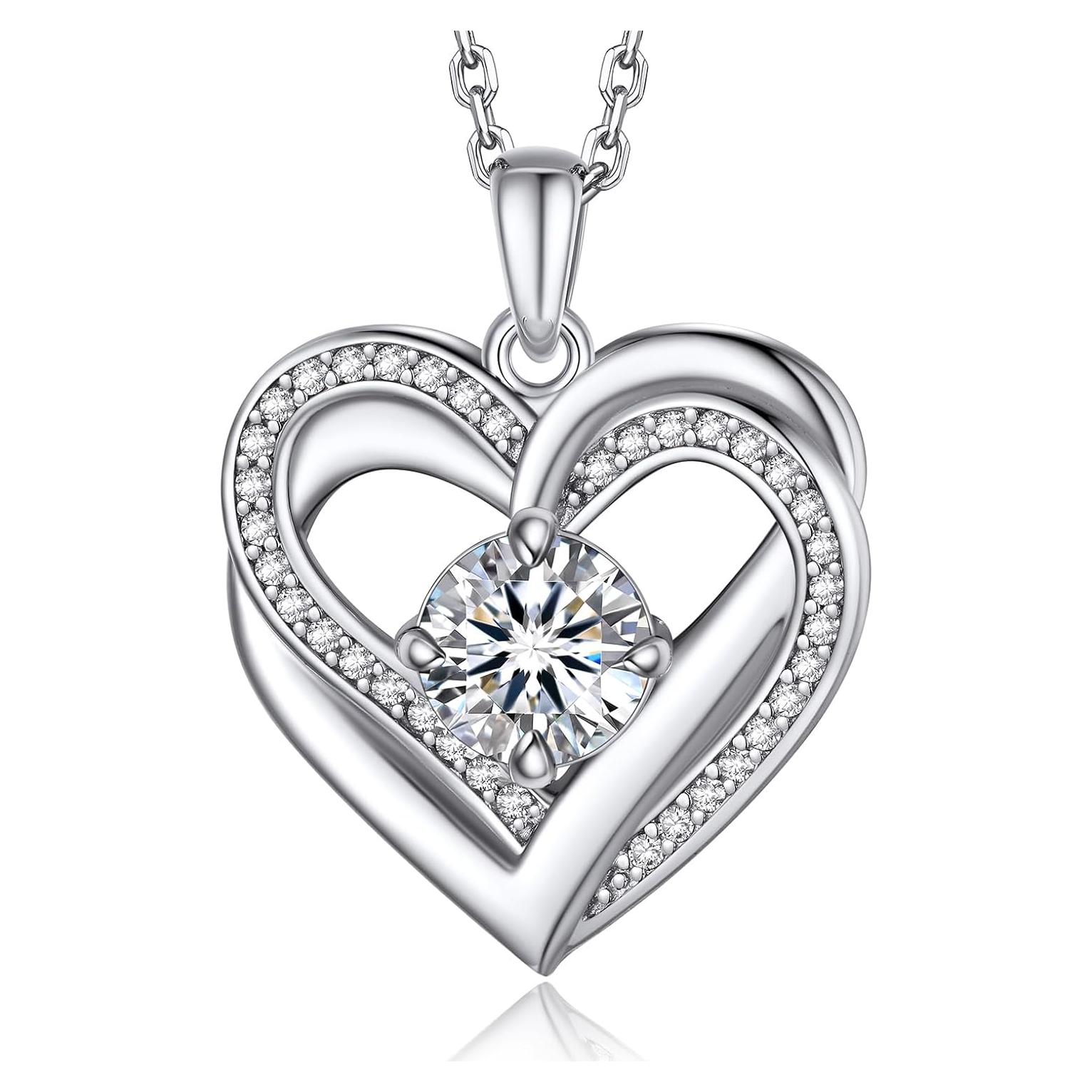Collar Corazón MomentWish para Mujeres Moissanite 1ct Plata 925