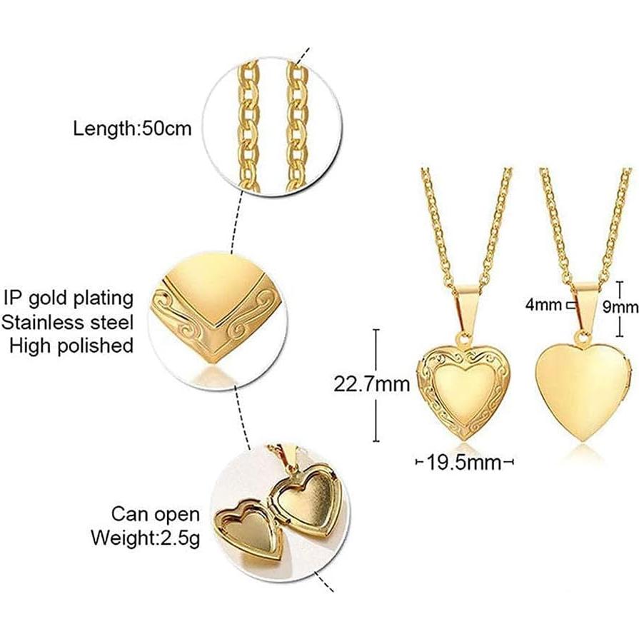 Collar Locket Corazón Baño de Oro 18K para Mujeres 40.13 cm