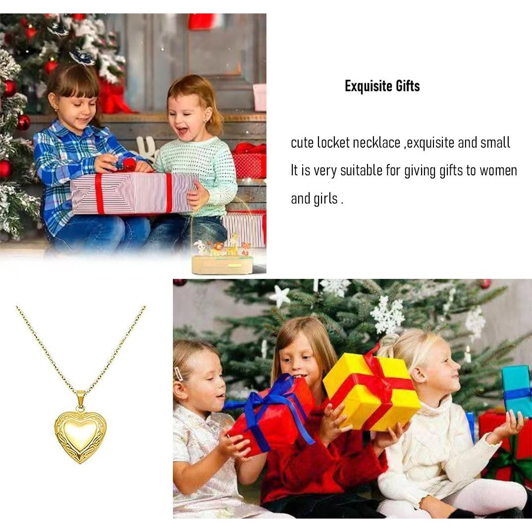 Collar Locket Corazón Baño de Oro 18K para Mujeres 40.13 cm