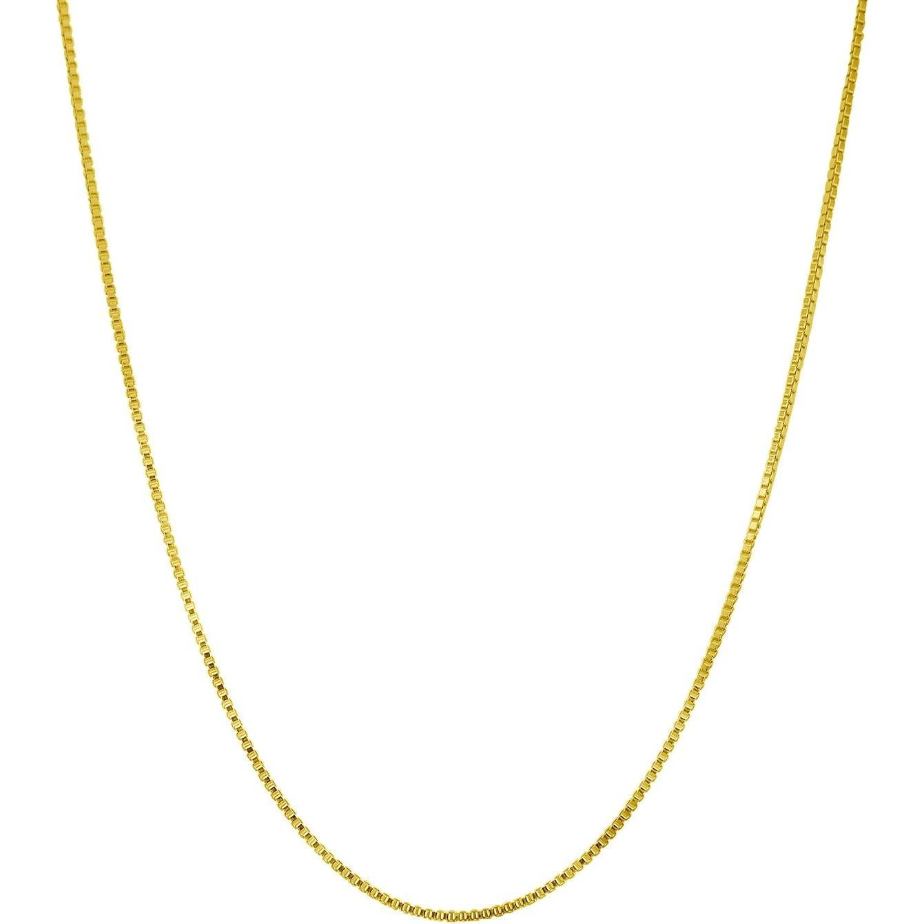 Cadena de caja de plata esterlina 925 chapada oro 14K 66 cm