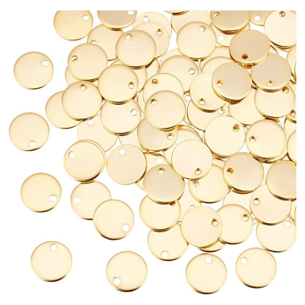 100 Etiquetas Planas Redondas Acero Inoxidable UNICRAFTALE 10mm