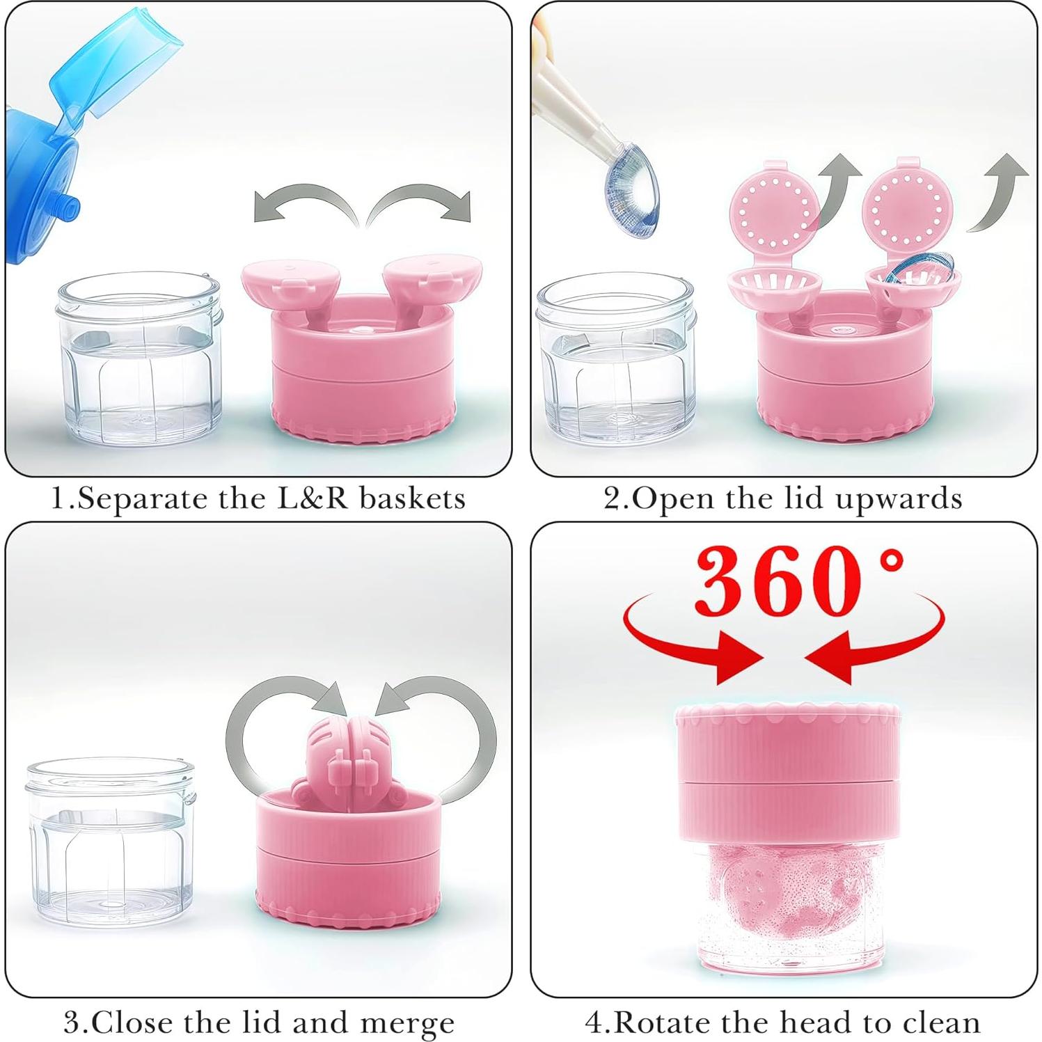 Estuches para Lentes de Contacto ReignSword - Kit de Viaje Rosa y Azul