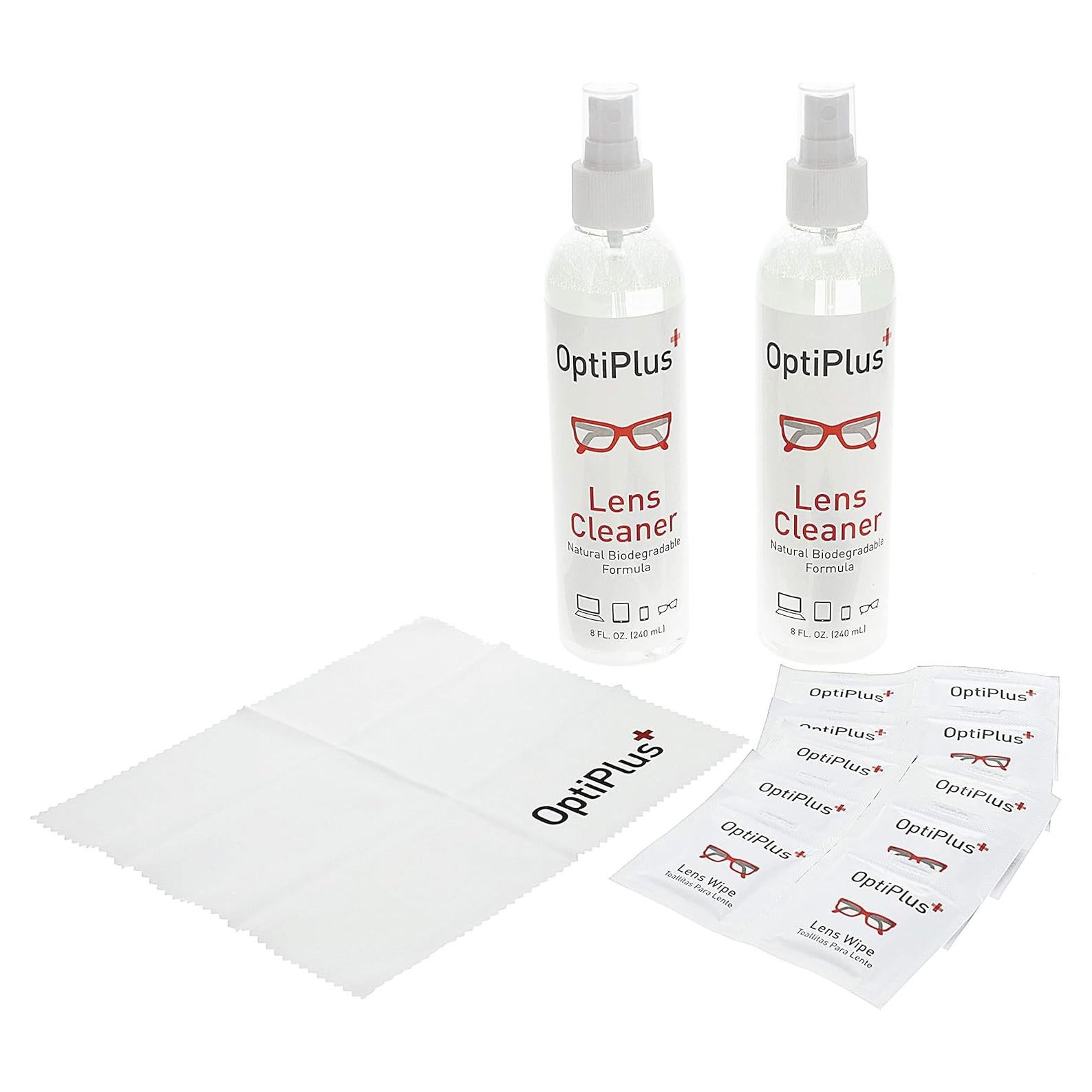 Kit de Limpieza de Lentes OptiPlus | Spray y Paño Microfibra