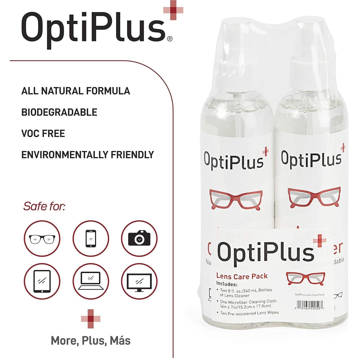 Kit de Limpieza de Lentes OptiPlus | Spray y Paño Microfibra