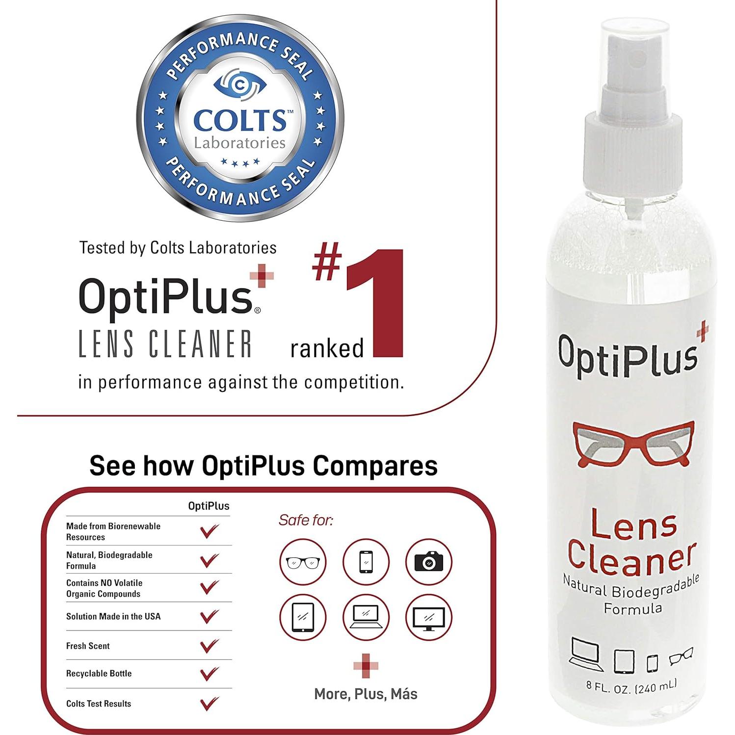 Kit de Limpieza de Lentes OptiPlus | Spray y Paño Microfibra