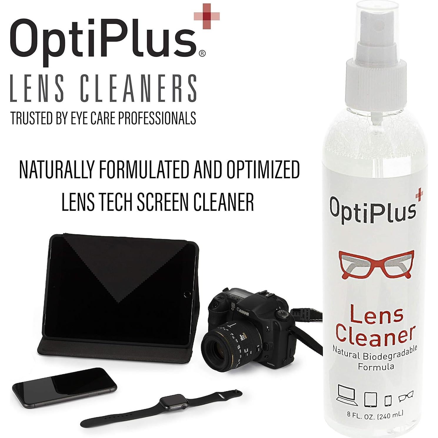 Kit de Limpieza de Lentes OptiPlus | Spray y Paño Microfibra