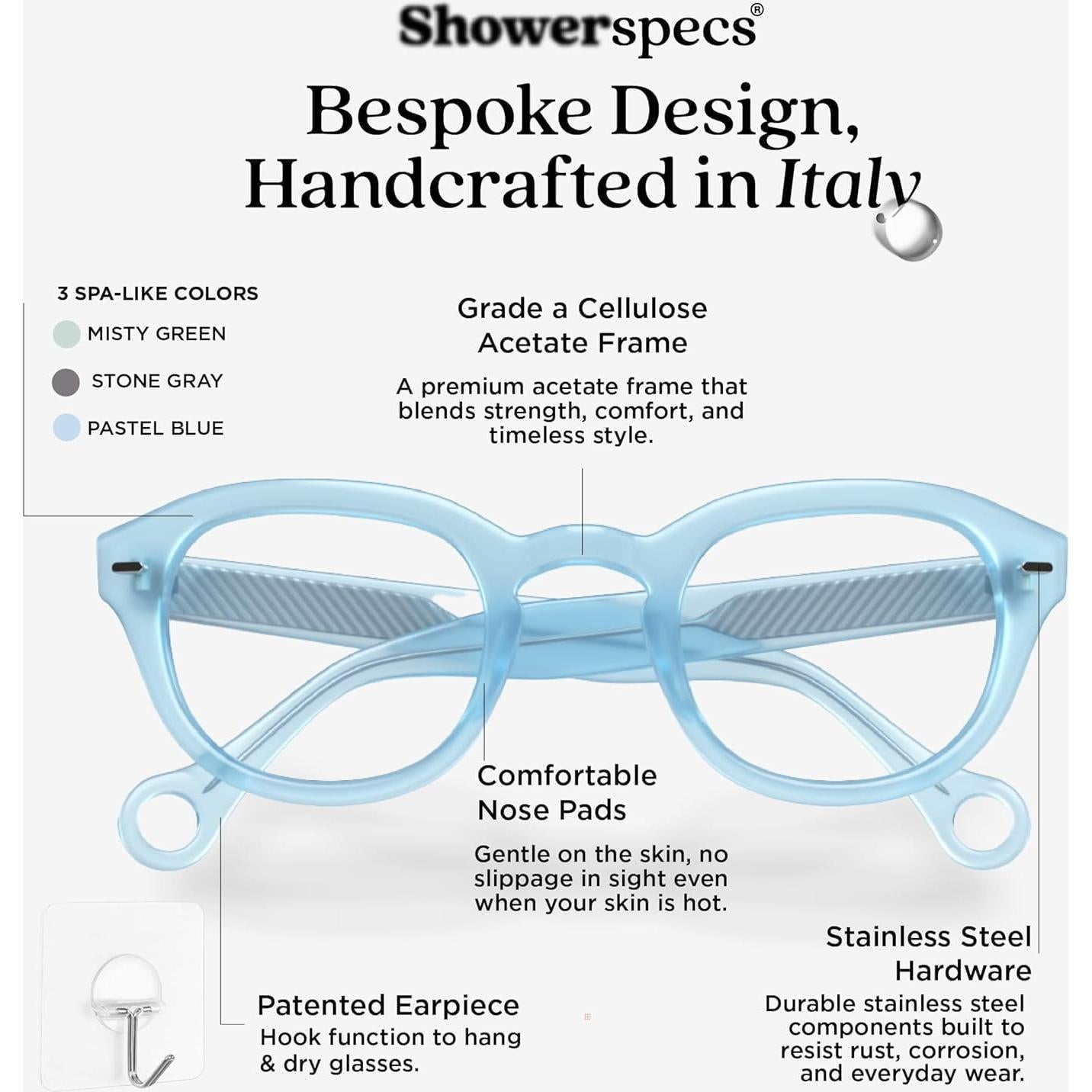 Gafas Antivaho de Lectura Showerspecs 4.0x Azul Pastel