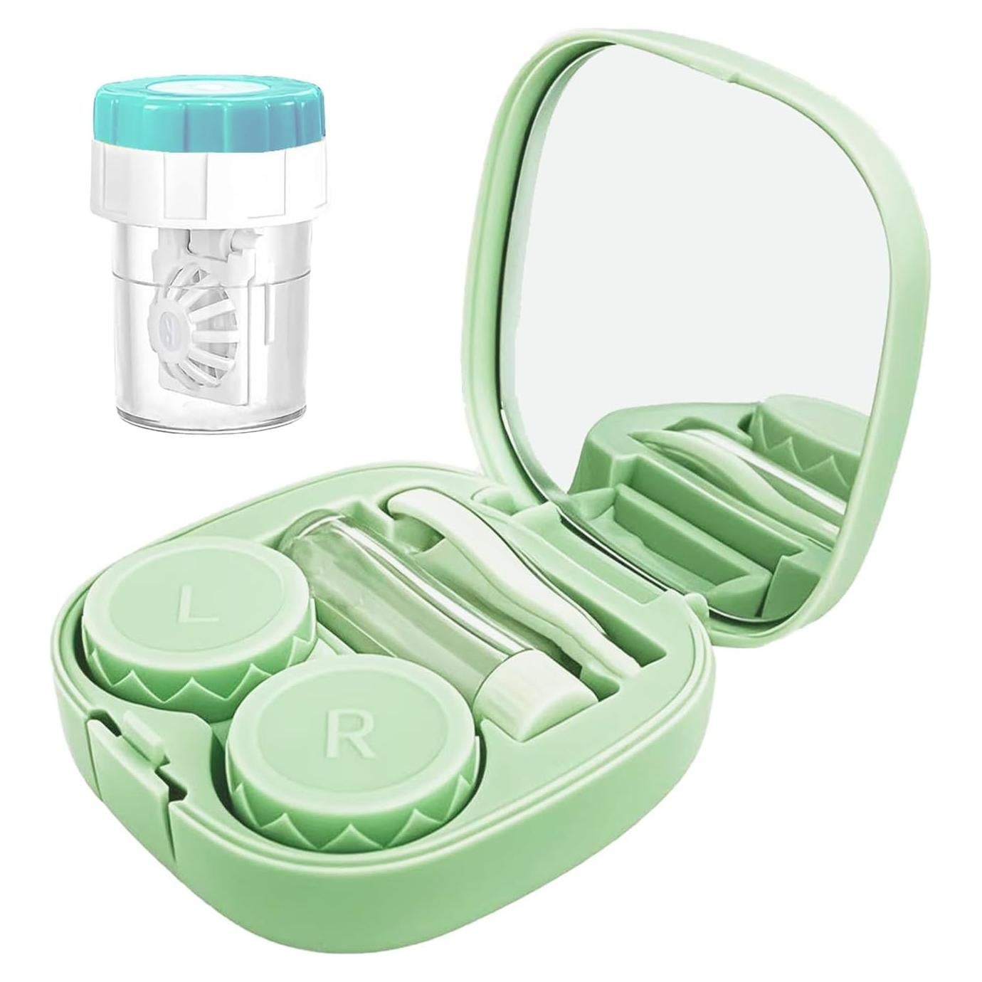 Kit Estuche Lentes de Contacto Verde con Limpiador y Accesorios