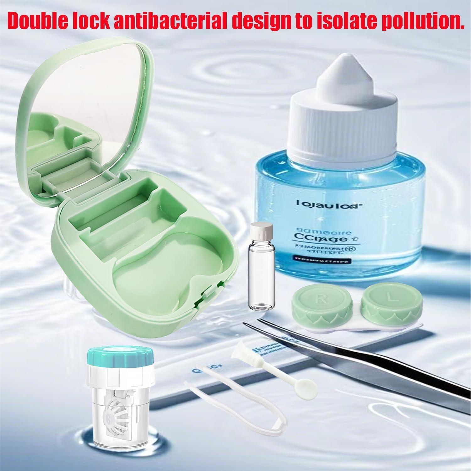 Kit Estuche Lentes de Contacto Verde con Limpiador y Accesorios