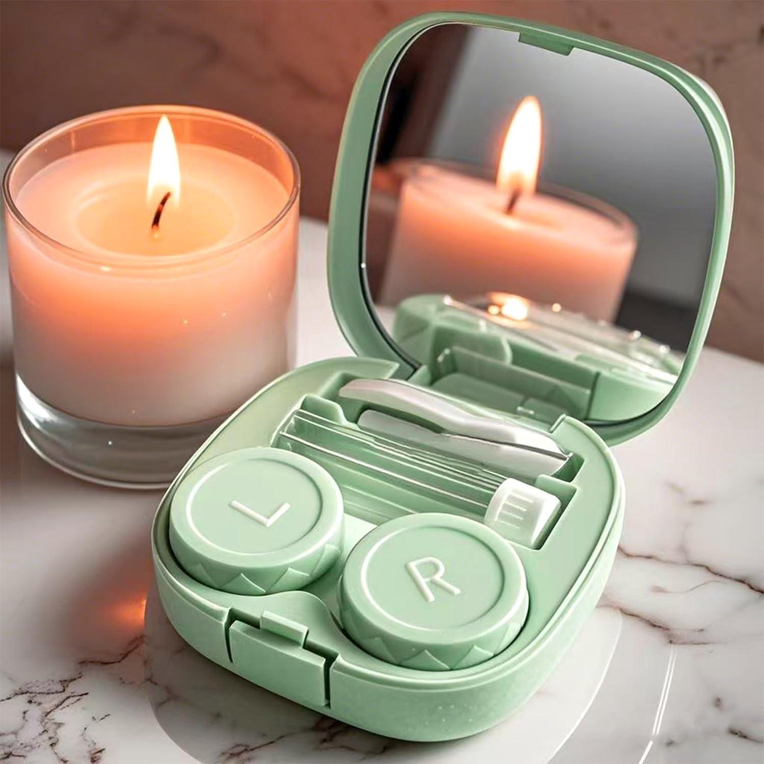 Kit Estuche Lentes de Contacto Verde con Limpiador y Accesorios