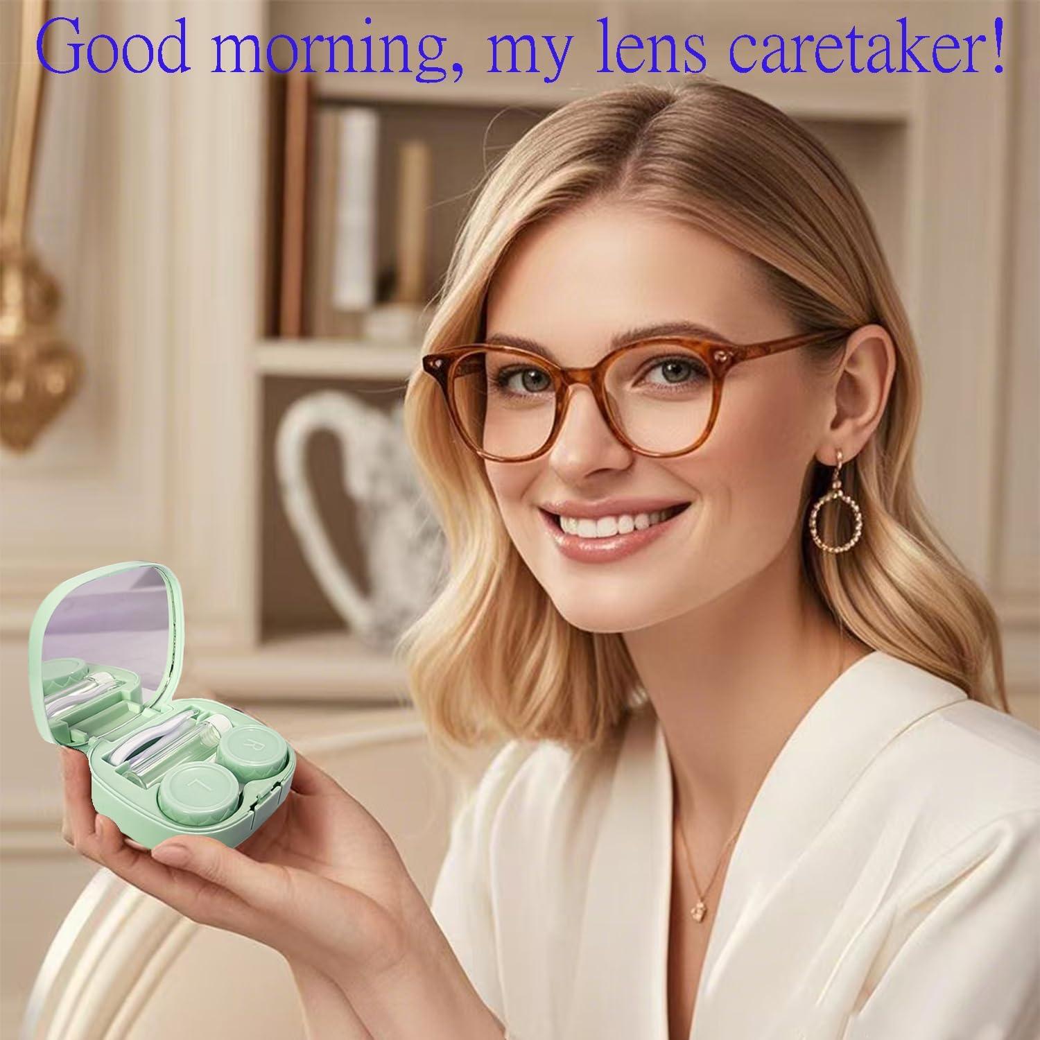 Kit Estuche Lentes de Contacto Verde con Limpiador y Accesorios