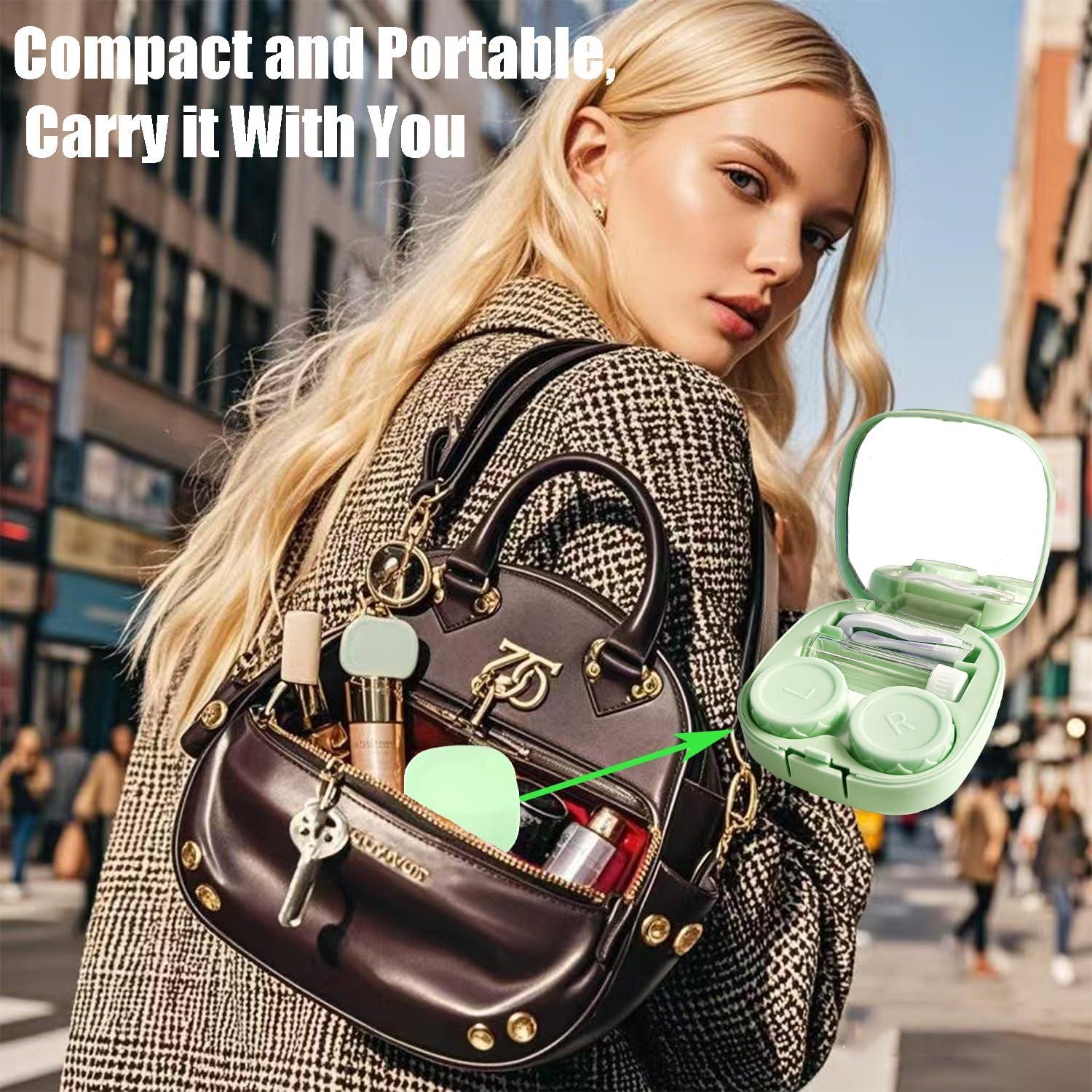 Kit Estuche Lentes de Contacto Verde con Limpiador y Accesorios