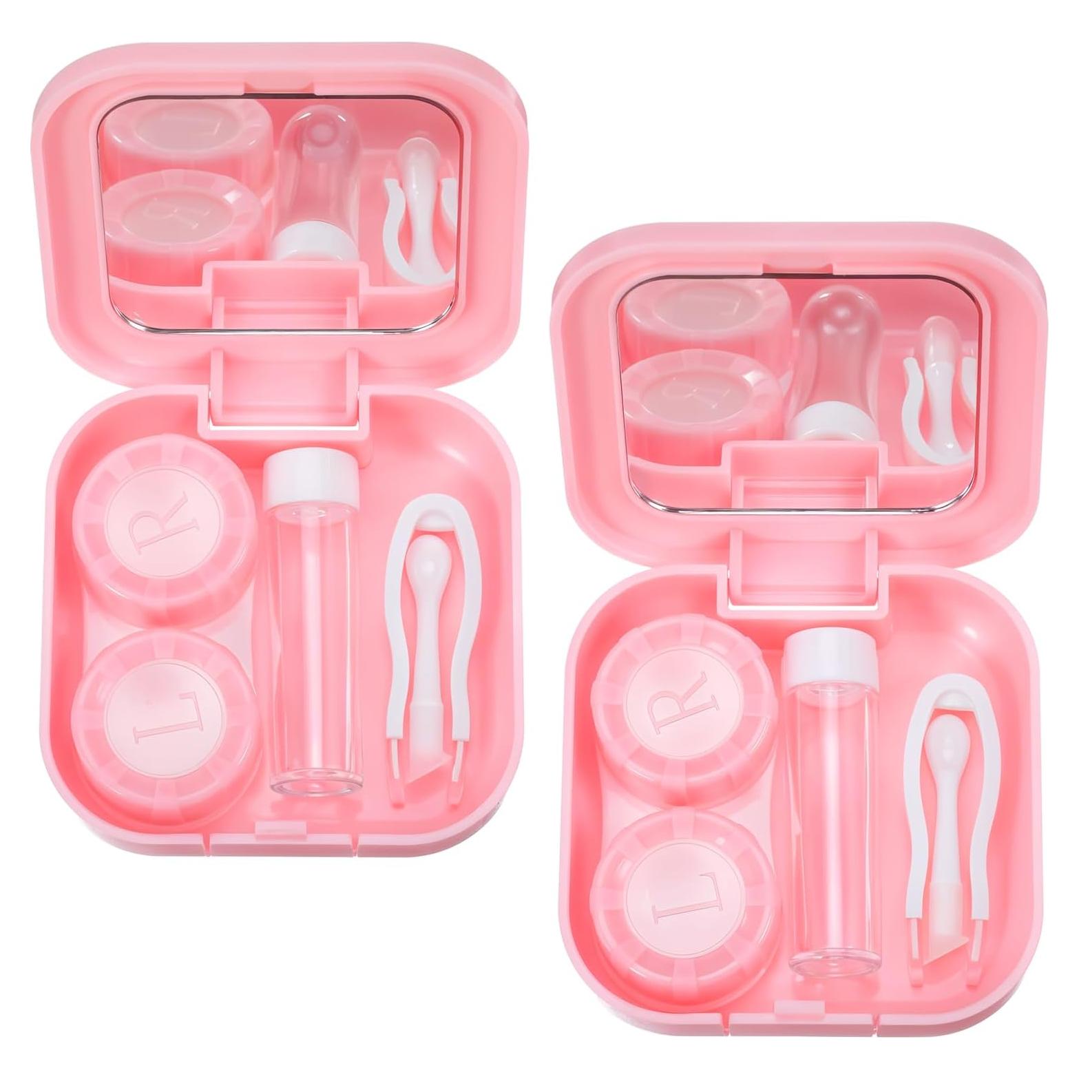 Kit de Estuche de Lentes de Contacto Classicseali Rosa 2PCS