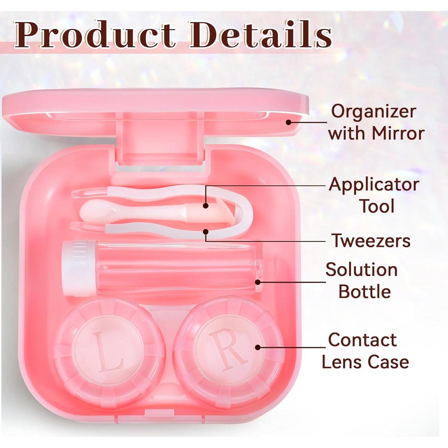 Kit de Estuche de Lentes de Contacto Classicseali Rosa 2PCS