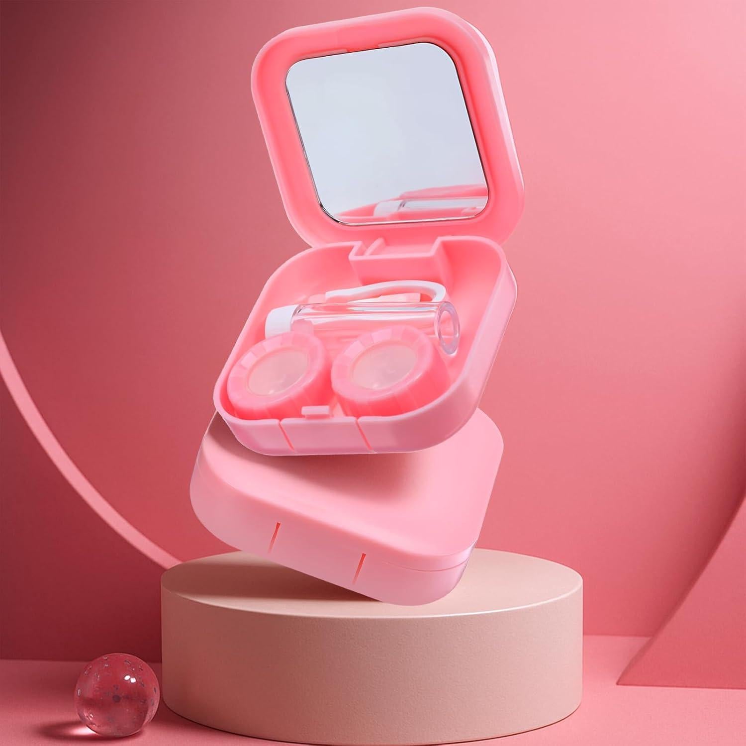 Kit de Estuche de Lentes de Contacto Classicseali Rosa 2PCS