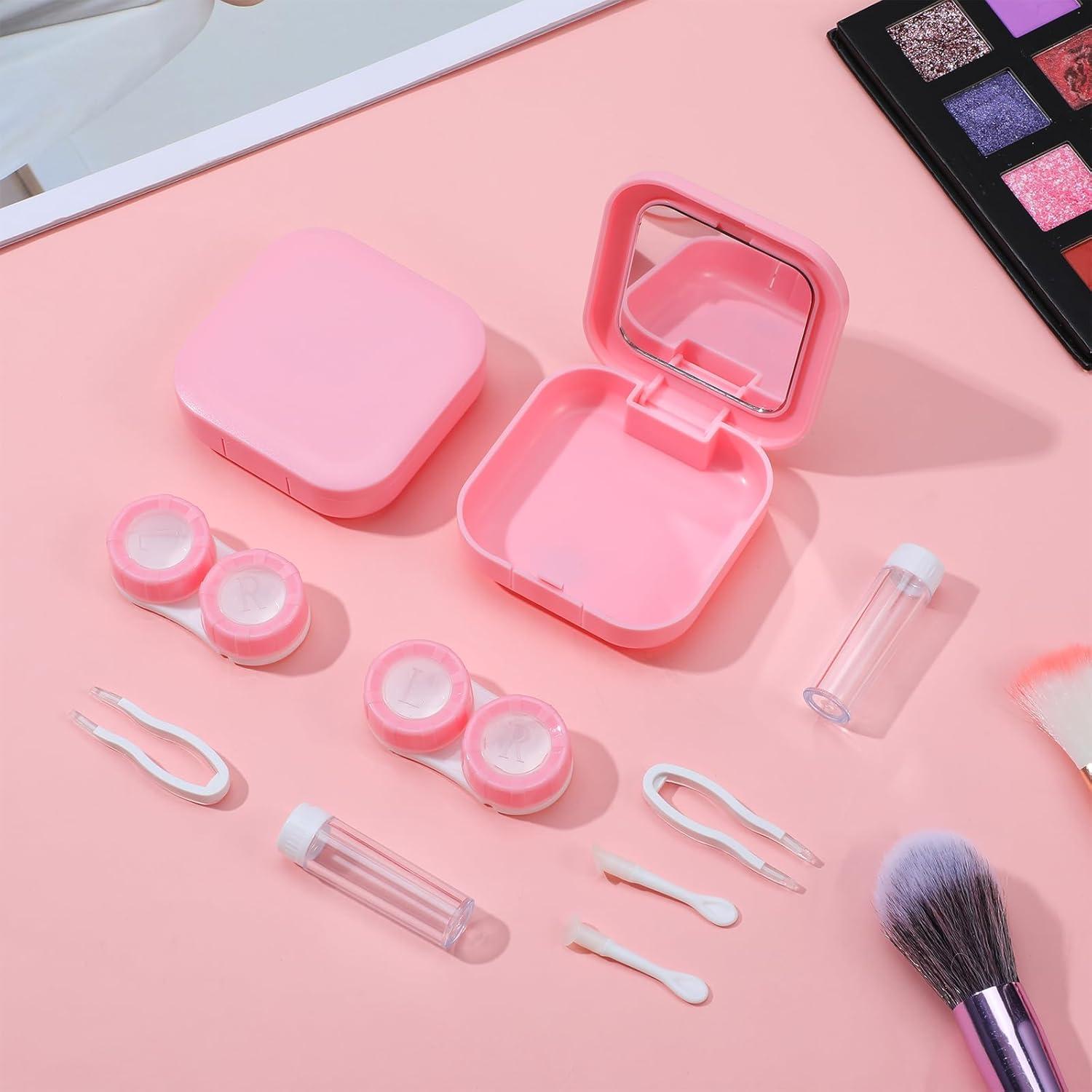 Kit de Estuche de Lentes de Contacto Classicseali Rosa 2PCS
