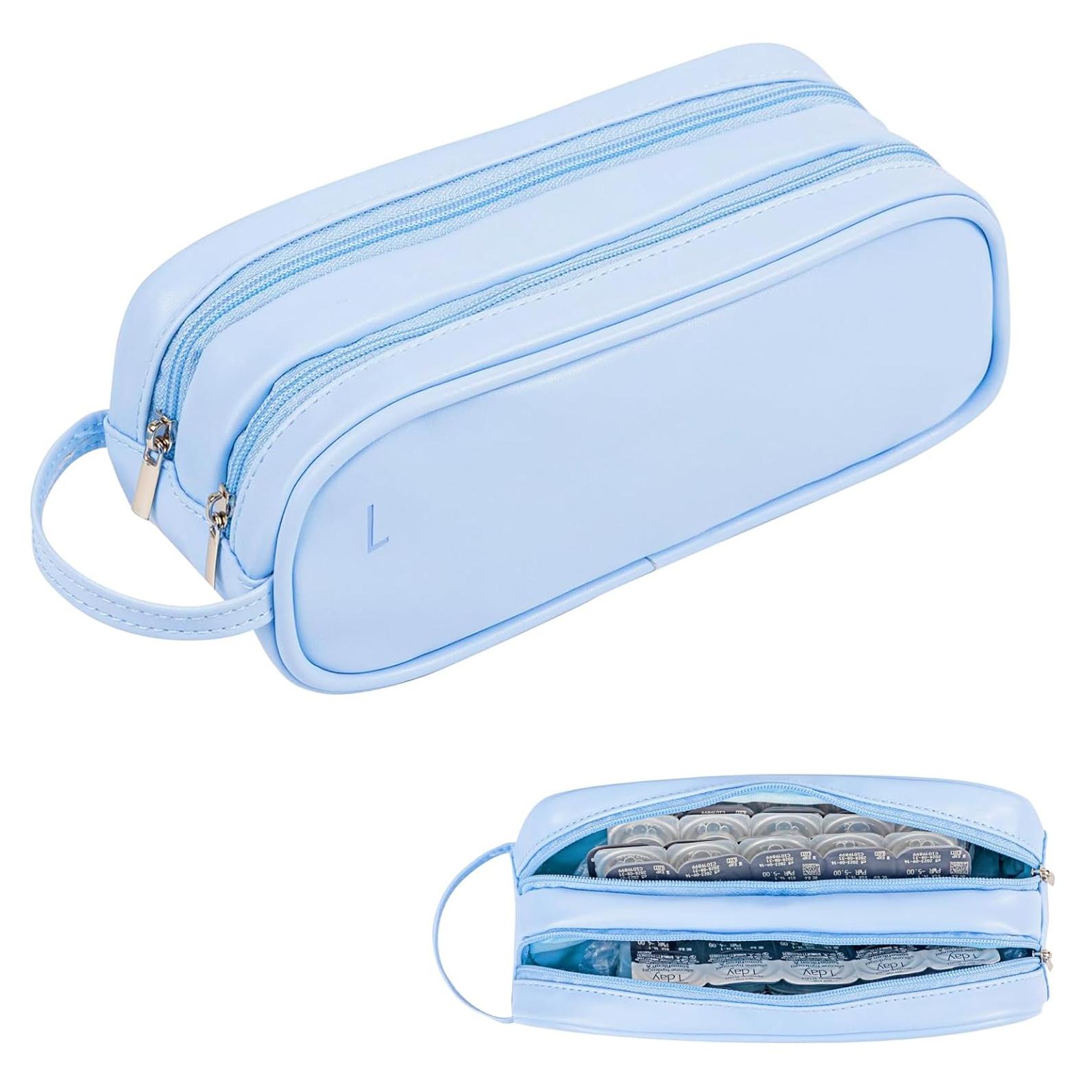 Estuche Organizador de Lentes de Contacto Diarios Azul - Almacenamiento para 60 Lentes