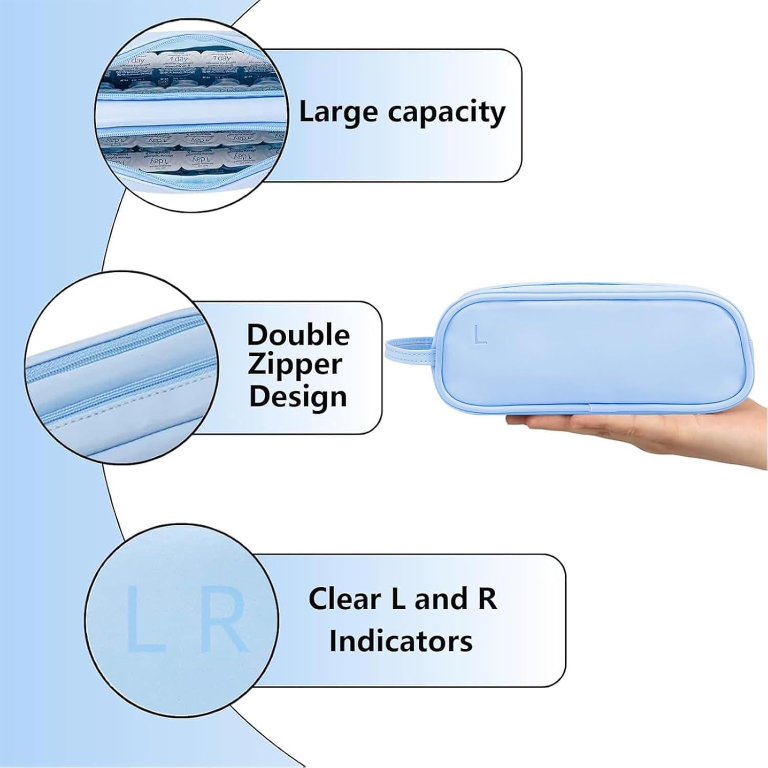 Estuche Organizador de Lentes de Contacto Diarios Azul - Almacenamiento para 60 Lentes