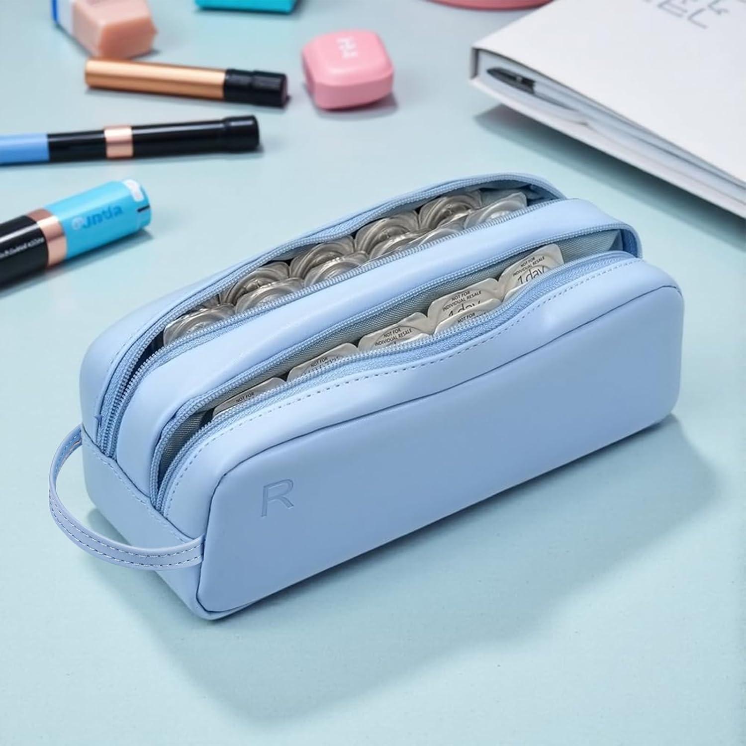 Estuche Organizador de Lentes de Contacto Diarios Azul - Almacenamiento para 60 Lentes