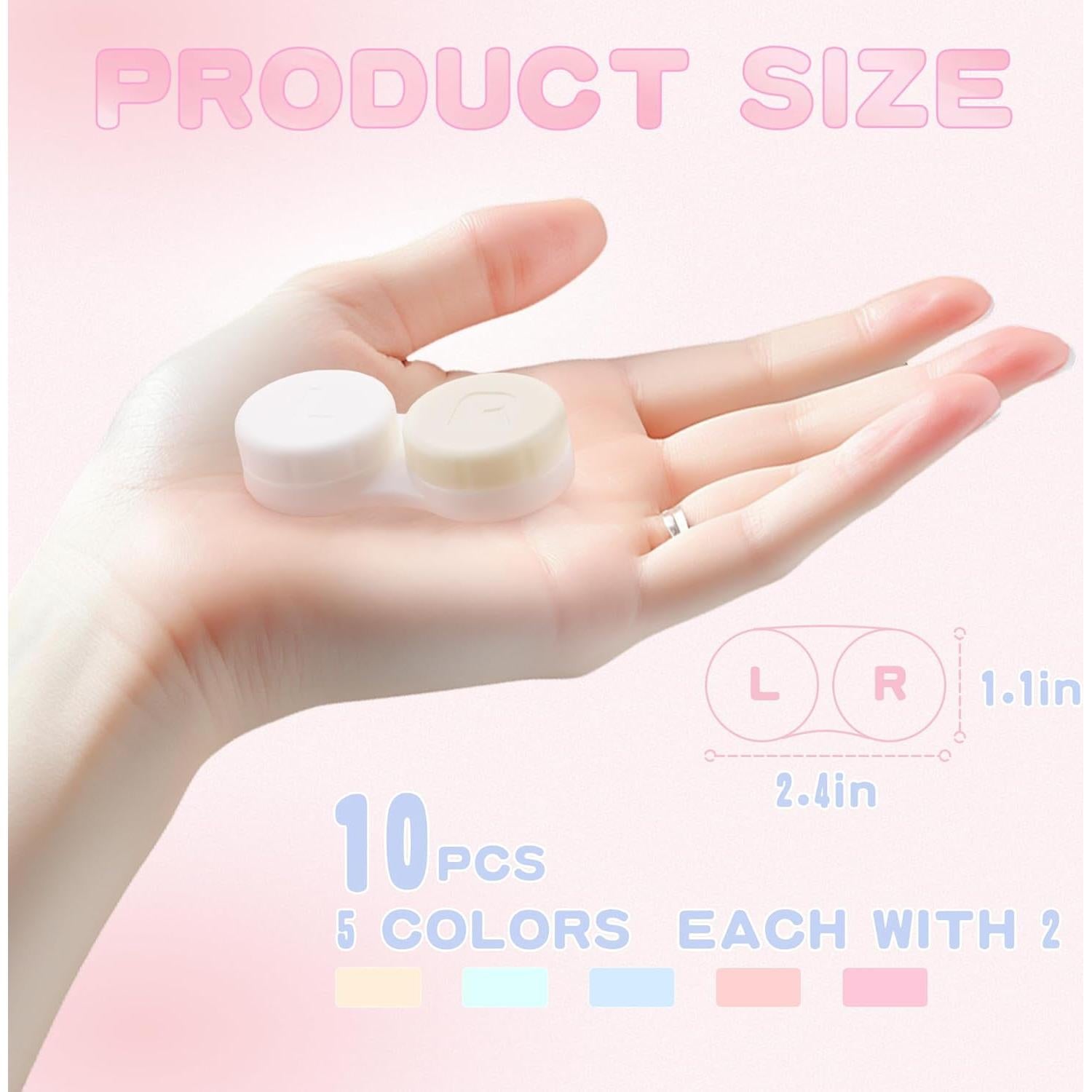 Paquete de 10 cajas para lentes de contacto A-209, 5 colores