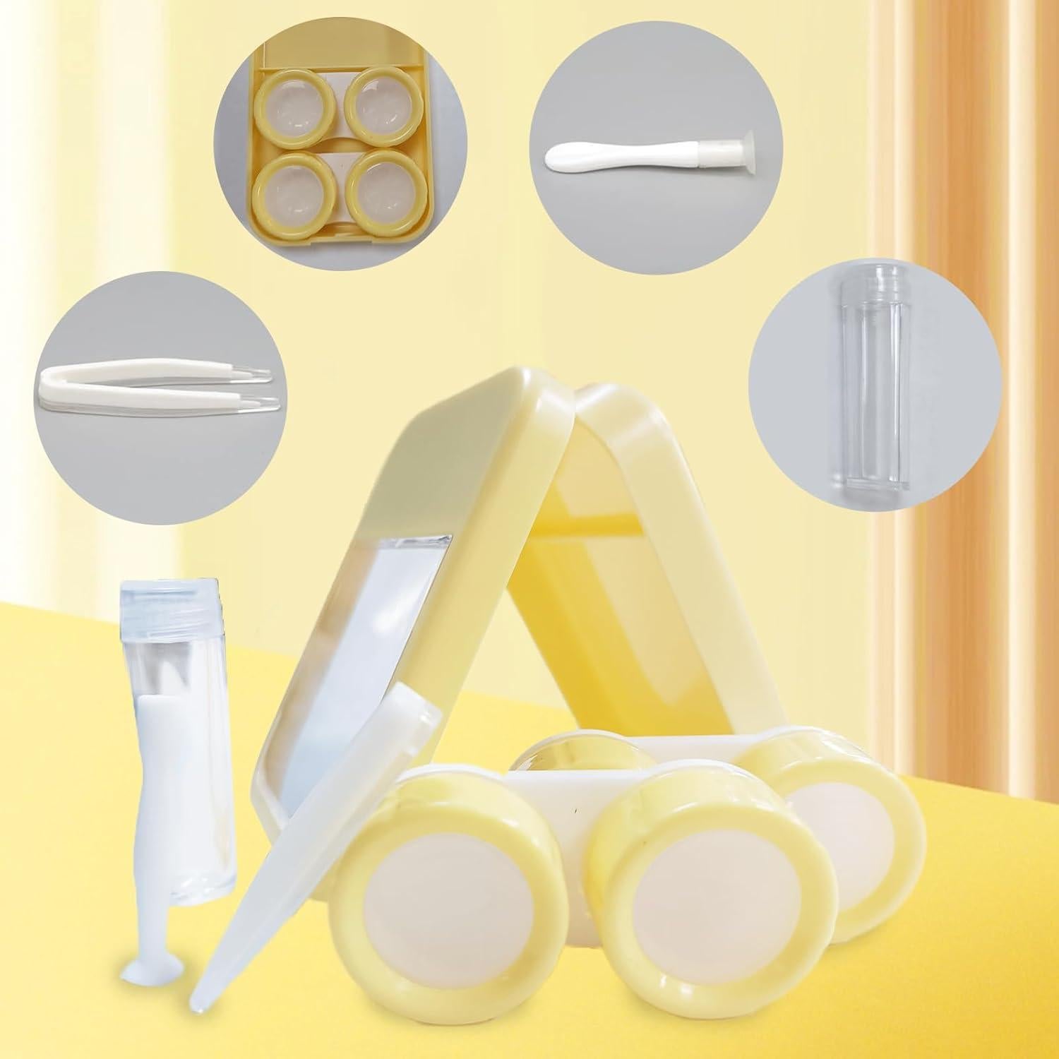 Kit de Cuidado para Lentes de Contacto Amarillo 5 en 1