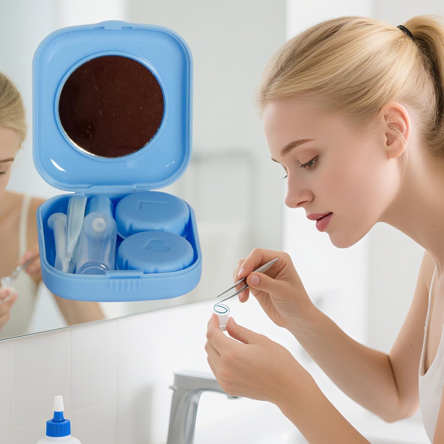 Estuche para Lentes de Contacto IHYjinchoo 2 Piezas Azul Verde