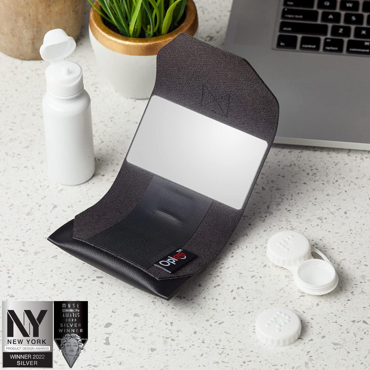 Estuche de Lentes de Contacto Oplee™ Negro con Espejo