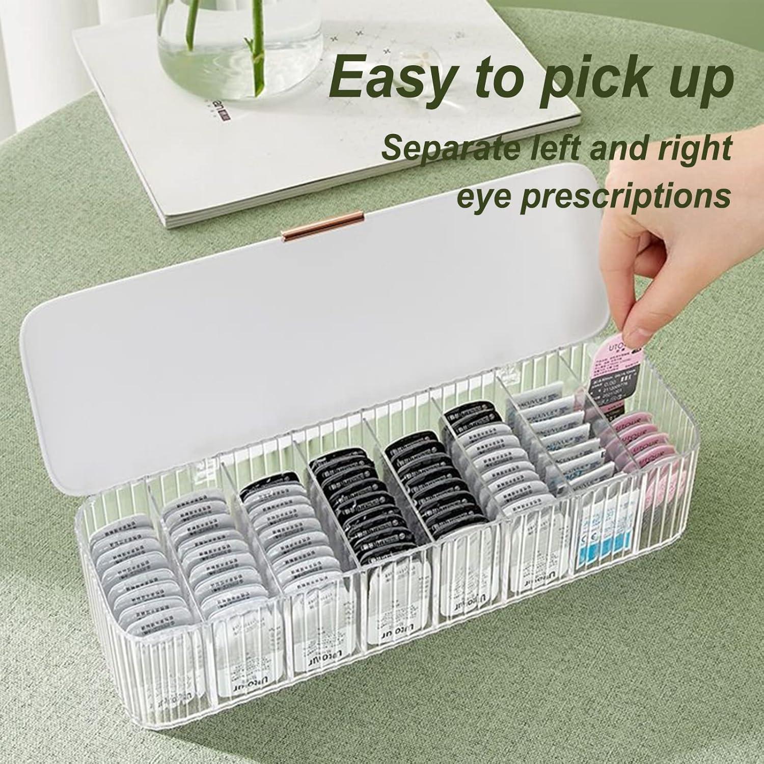 Organizador de Lentes de Contacto AITIME Blanco - Caja Plástica con 8 Compartimentos