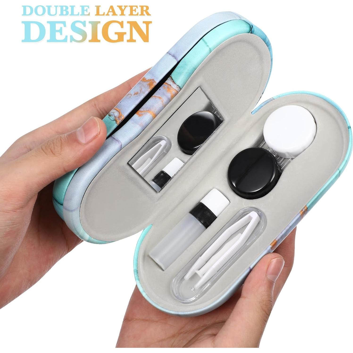 Estuche Doble para Lentes Healifty con Espejo y Pinzas