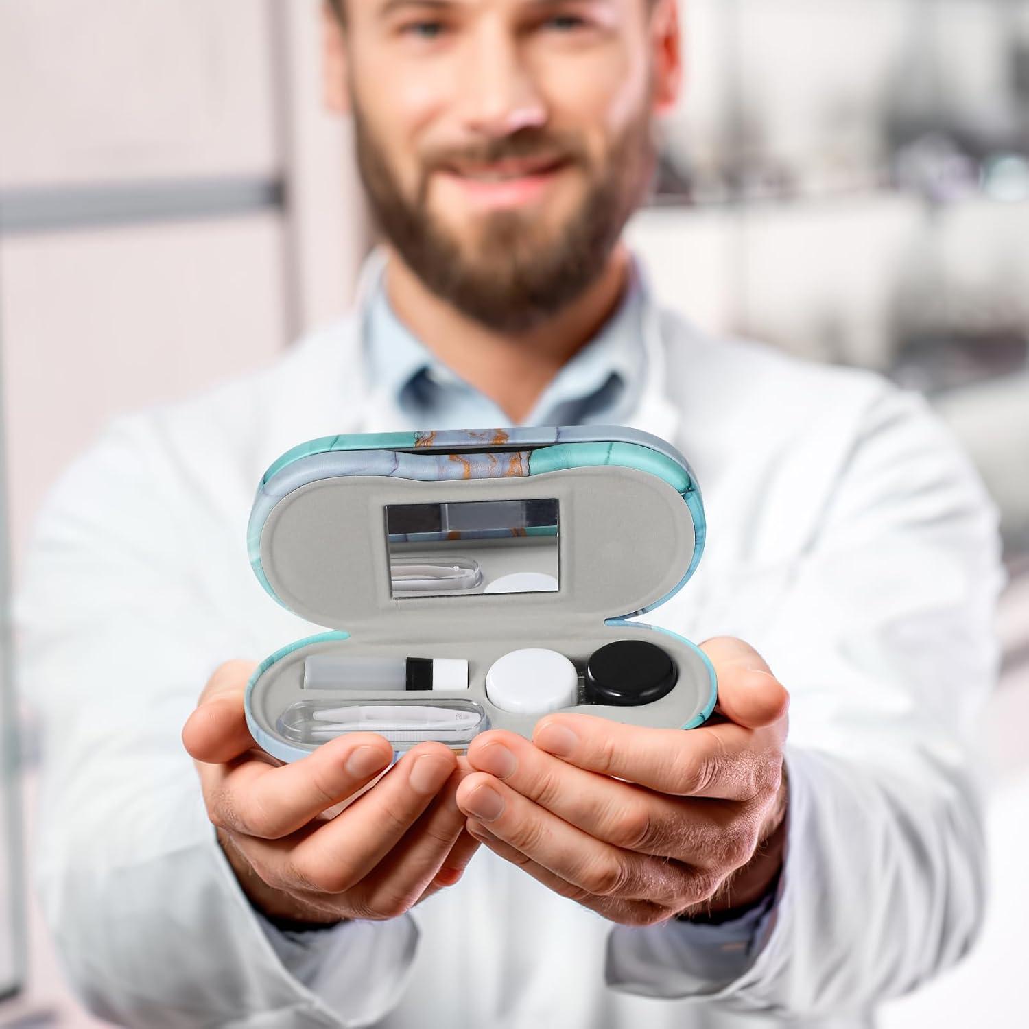 Estuche Doble para Lentes Healifty con Espejo y Pinzas