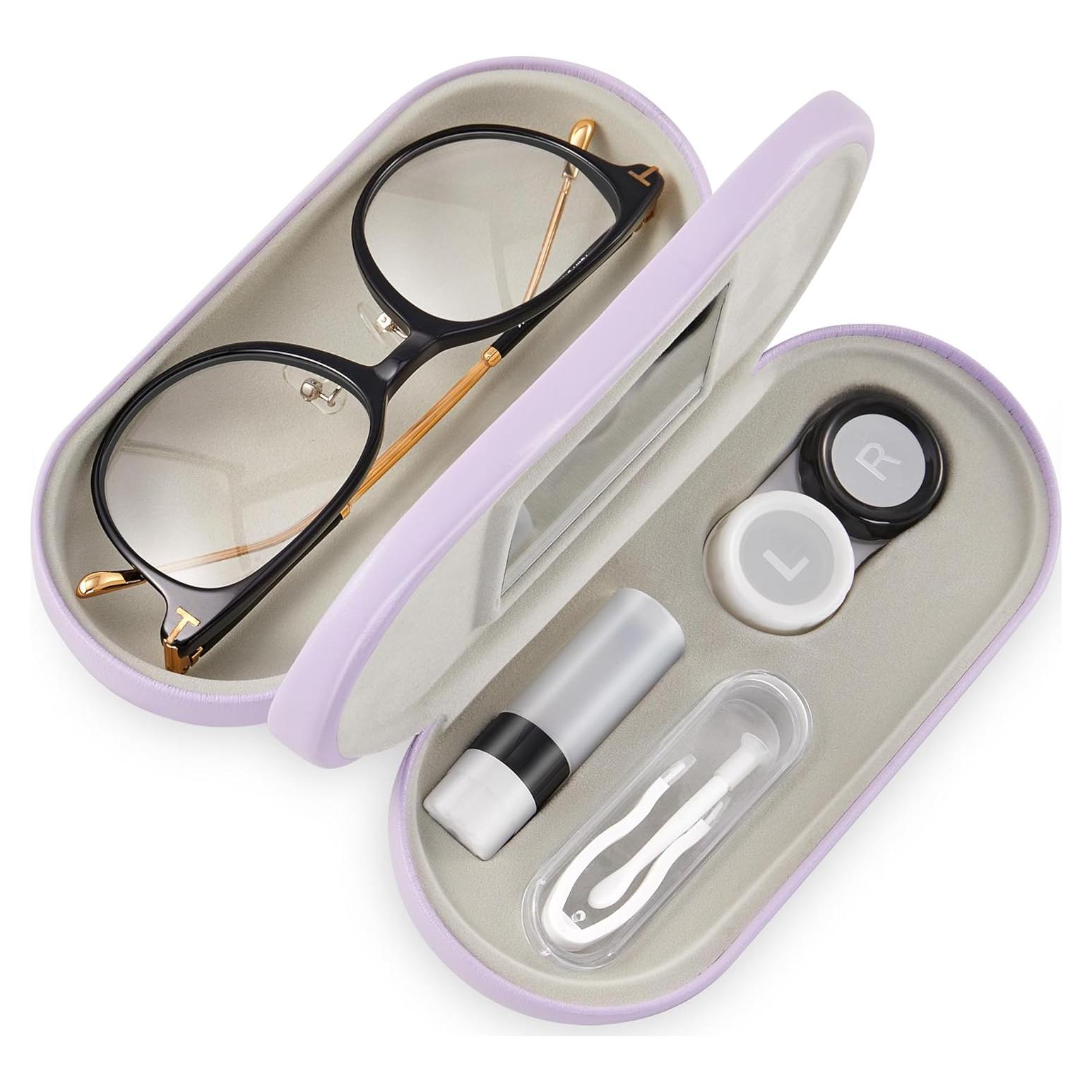 Estuche 2 en 1 Muf para Lentes de Contacto y Gafas Púrpura