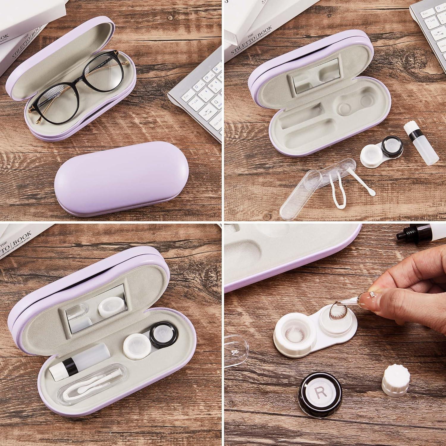 Estuche 2 en 1 Muf para Lentes de Contacto y Gafas Púrpura