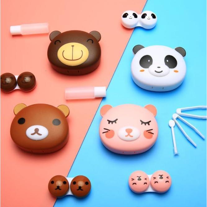 Estuche para Lentes de Contacto Feilguee 2 Piezas Panda con Accesorios