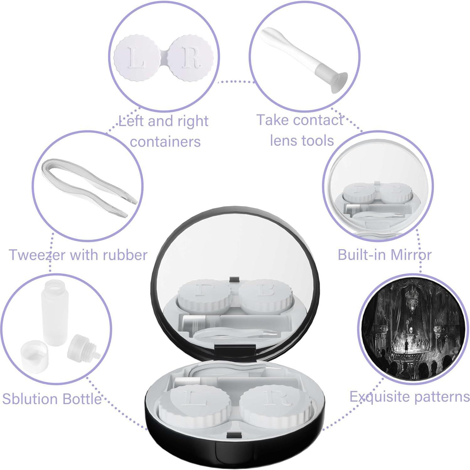Estuche de Lentes de Contacto MIERYIER con Espejo y Accesorios