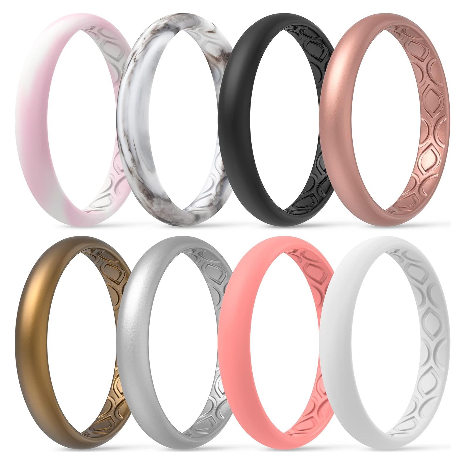 Anillos de Boda de Silicona ThunderFit para Mujeres - Pack Variado