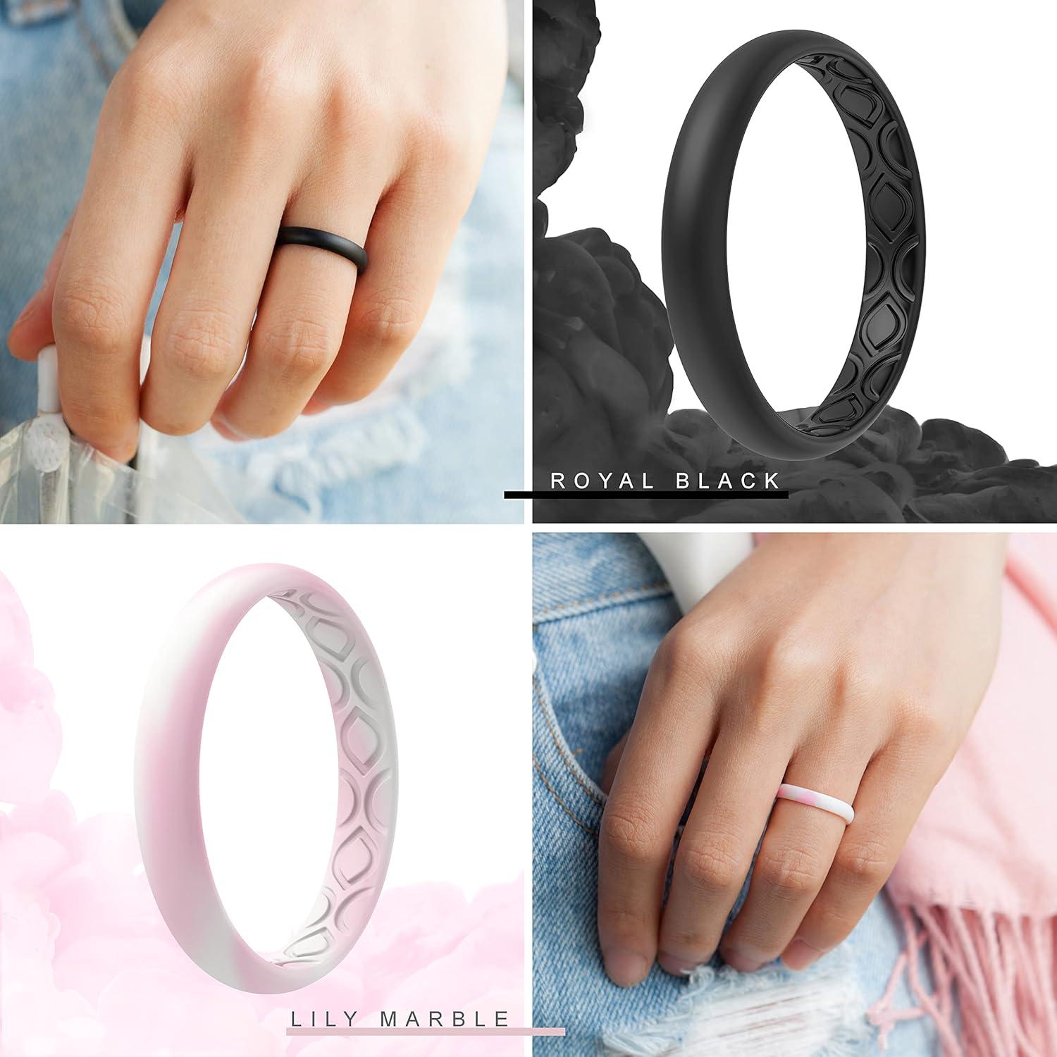 Anillos de Boda de Silicona ThunderFit para Mujeres - Pack Variado