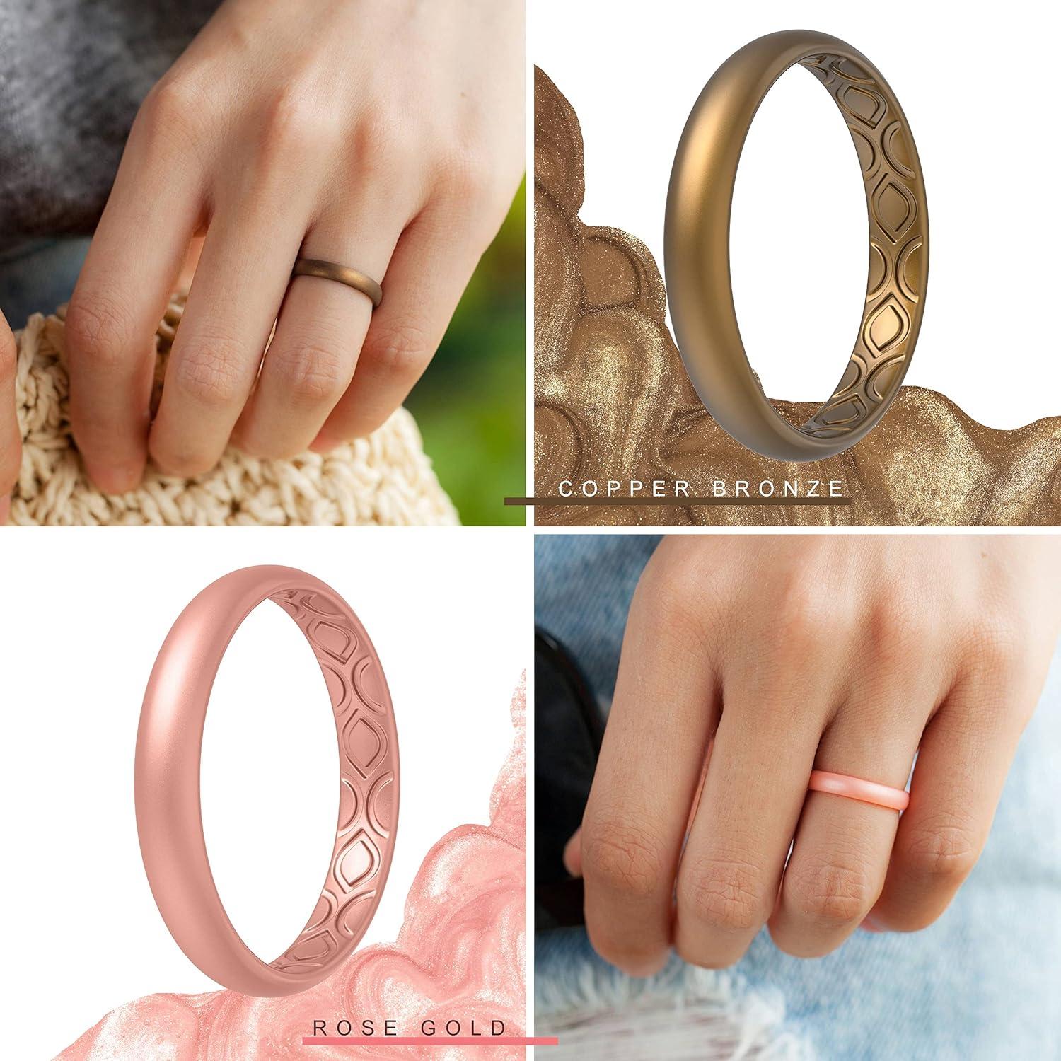 Anillos de Boda de Silicona ThunderFit para Mujeres - Pack Variado