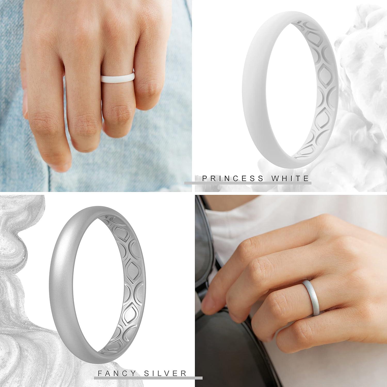 Anillos de Boda de Silicona ThunderFit para Mujeres - Pack Variado