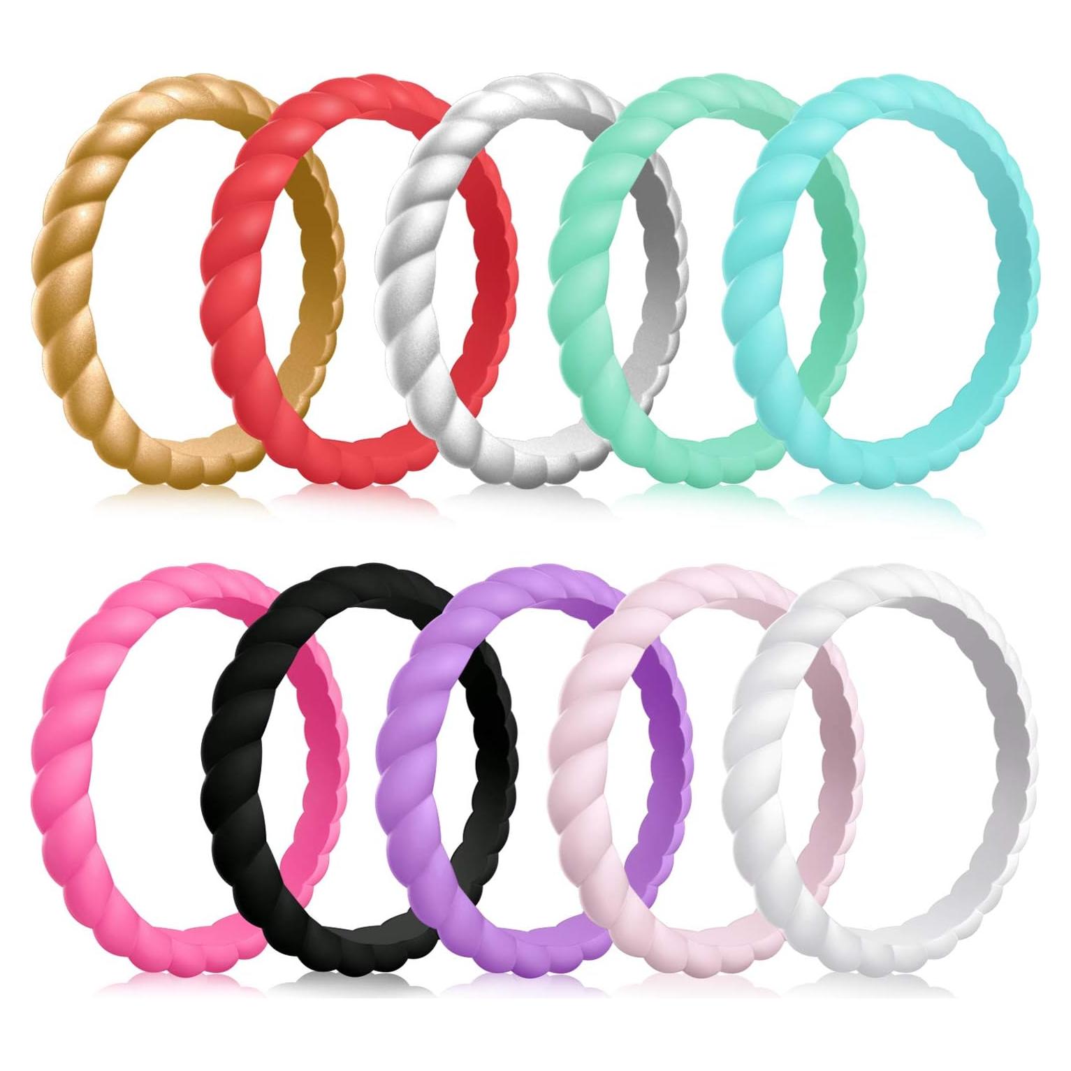 Anillo de Boda de Silicona MOKANI para Mujeres - Paquete de 10 Colores