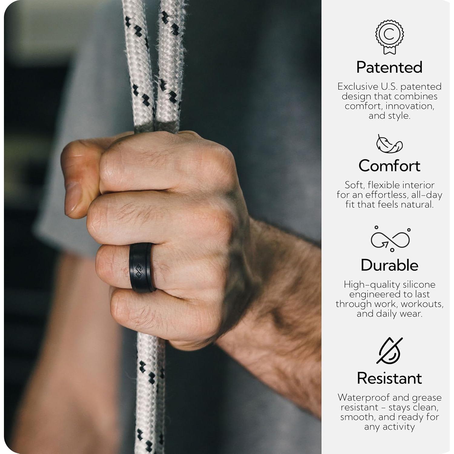 Anillo de Silicona Rinfit para Hombres 9mm Negro - Boda