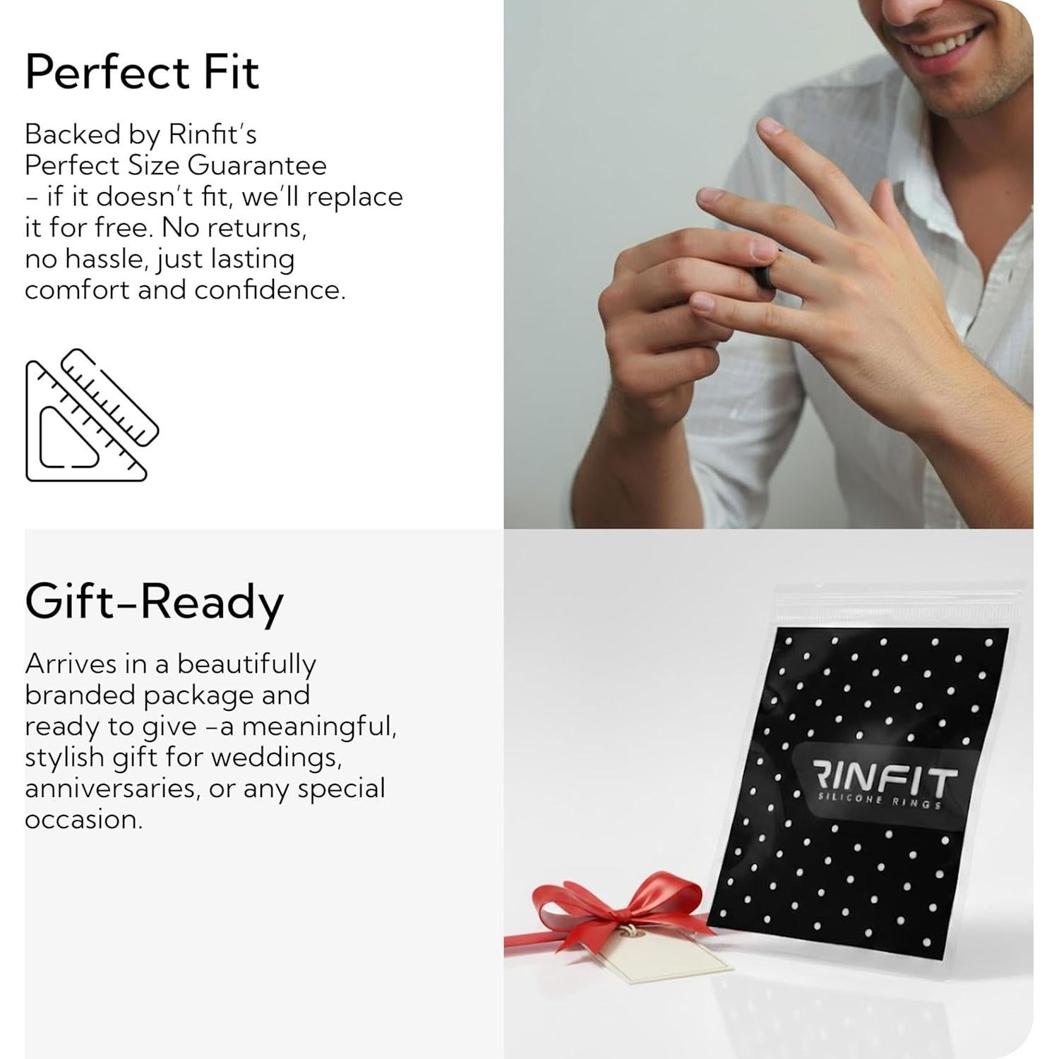 Anillo de Silicona Rinfit para Hombres 9mm Negro - Boda