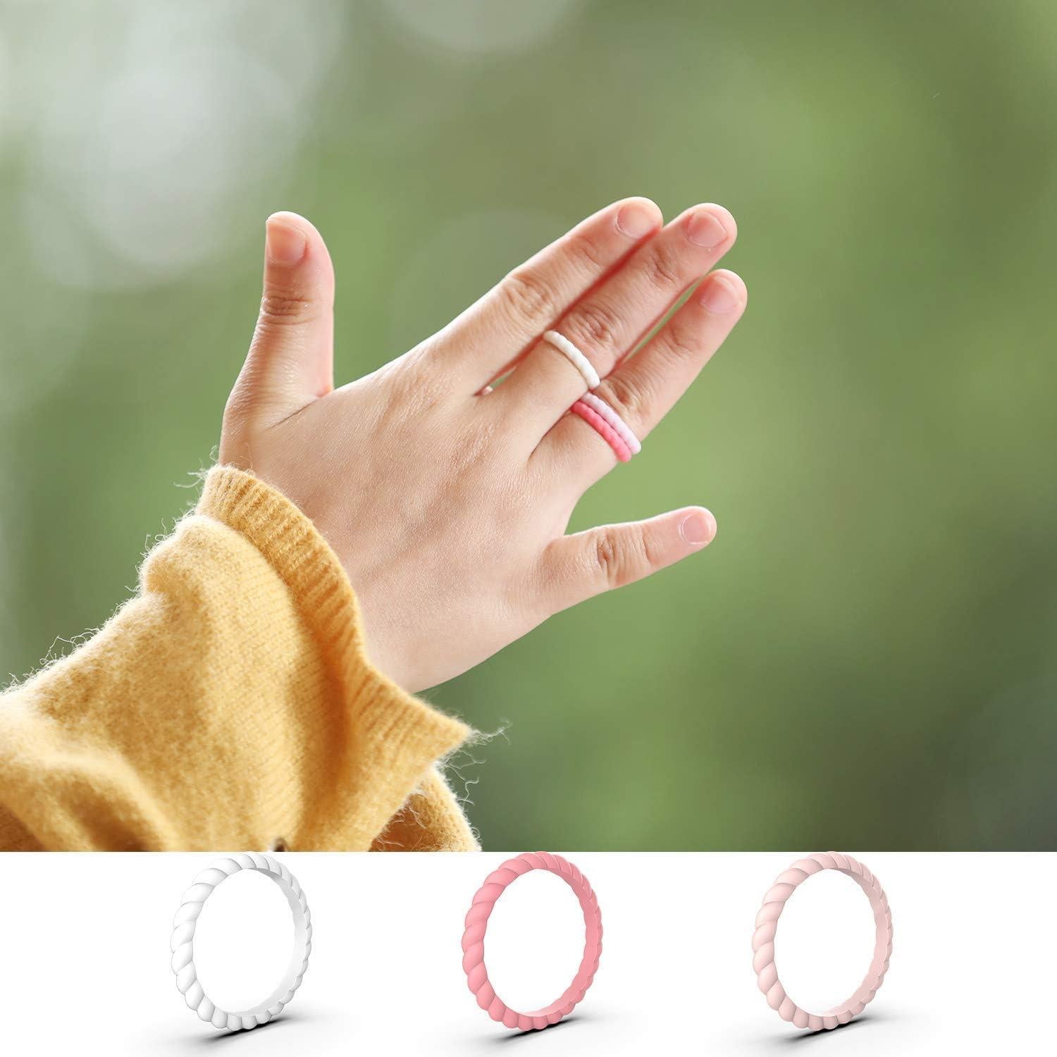 Anillos de Boda de Silicona Zollen 12 Paquetes Mujeres 7 Tamaños