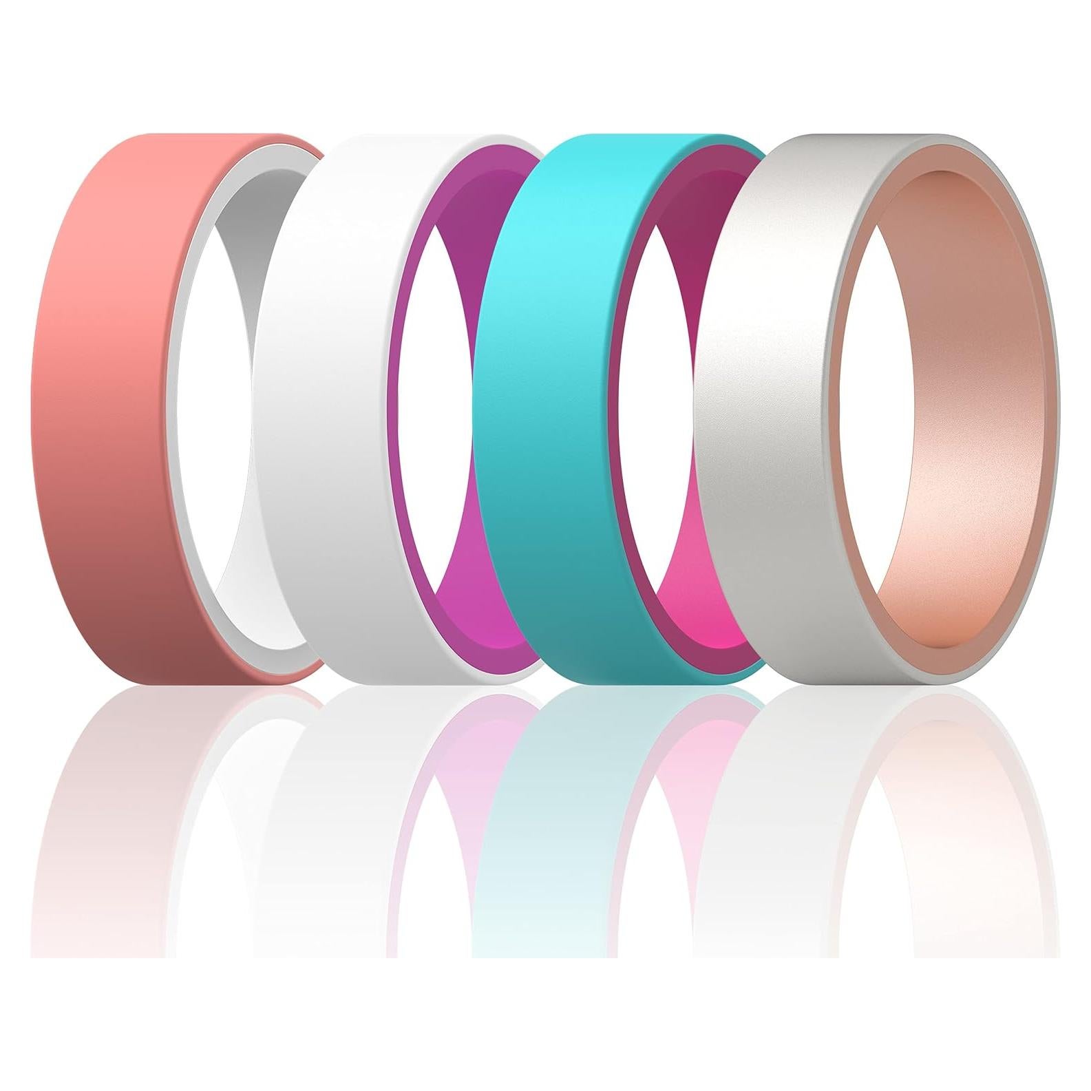 Anillos de Boda de Silicona ThunderFit Unisex 6mm Ancho - Paquete Variado