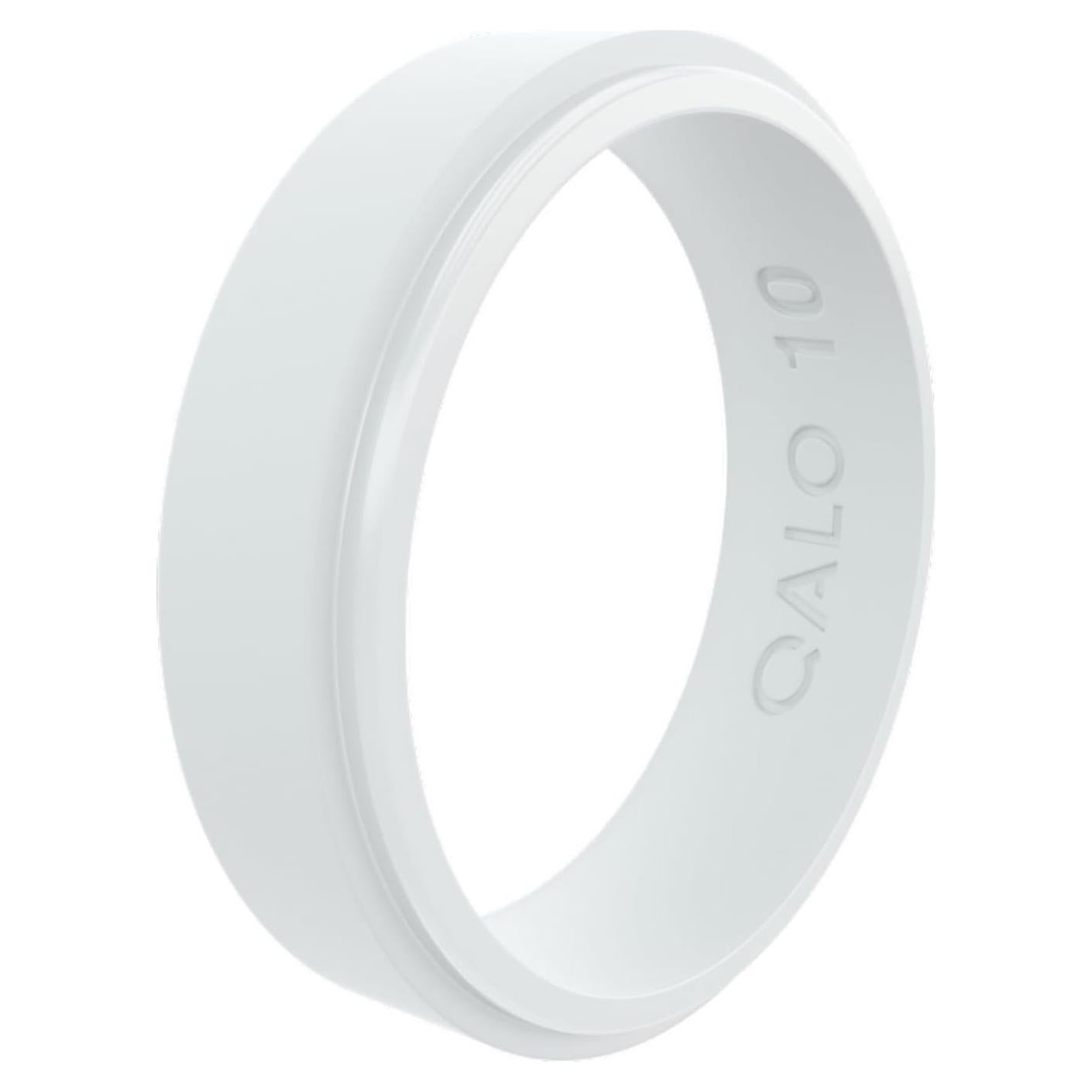 Anillo de Silicona QALO Blanco Unisex 6.5mm Bisel Pulido