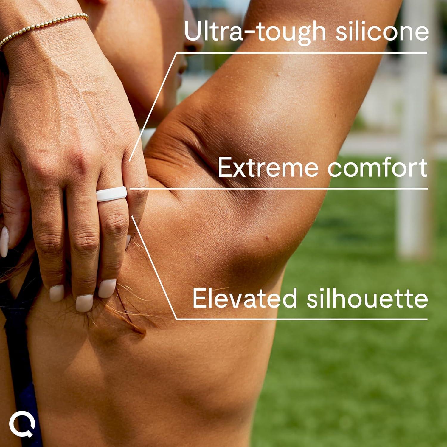 Anillo de Silicona QALO Blanco Unisex 6.5mm Bisel Pulido