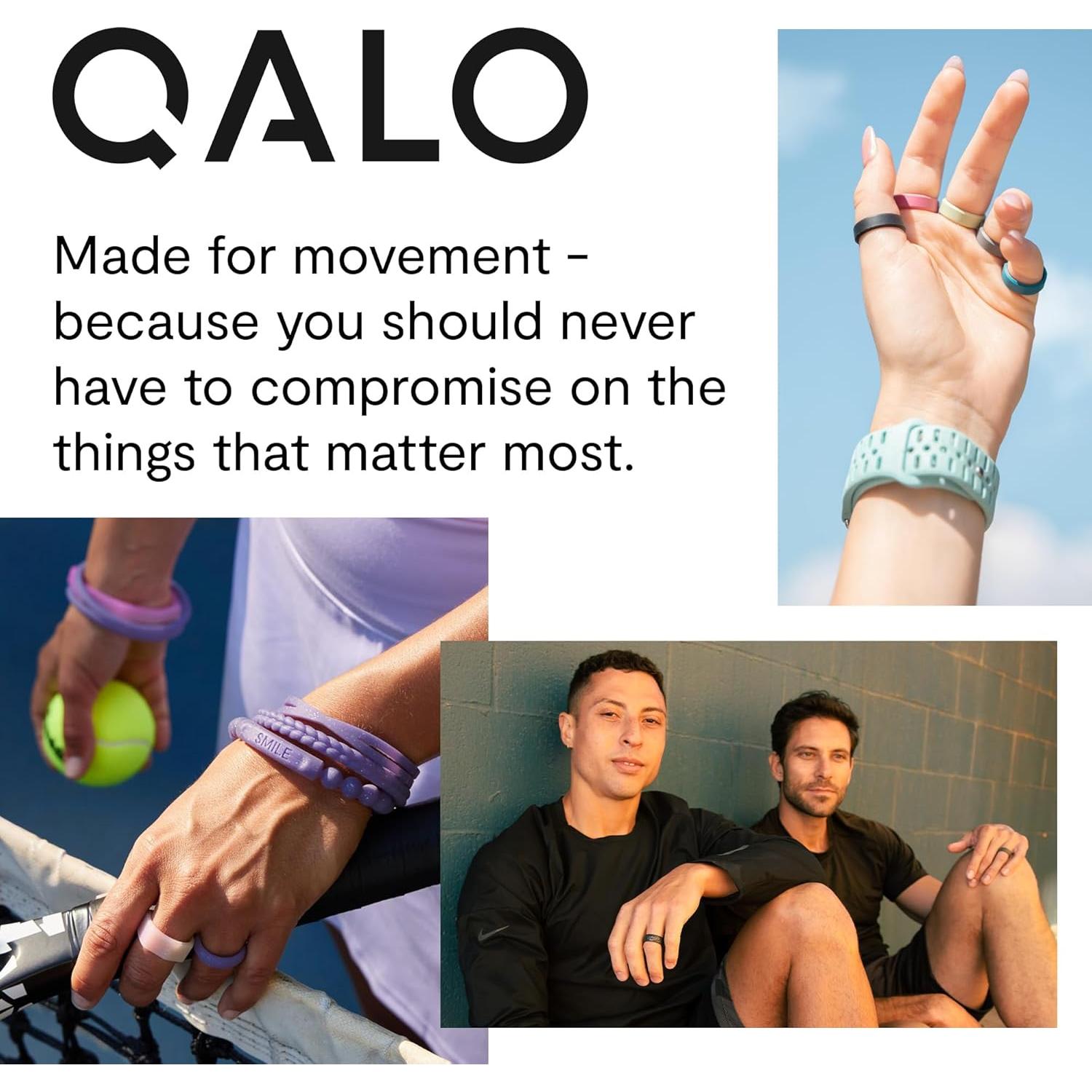 Anillo de Silicona QALO Blanco Unisex 6.5mm Bisel Pulido