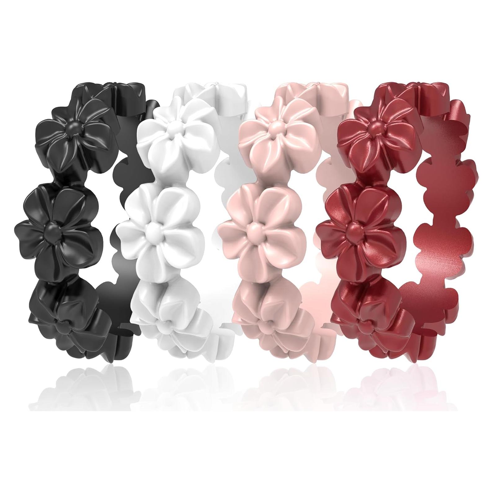 Anillos de Silicona para Mujeres - 4 Paquetes - Hipoalergénicos